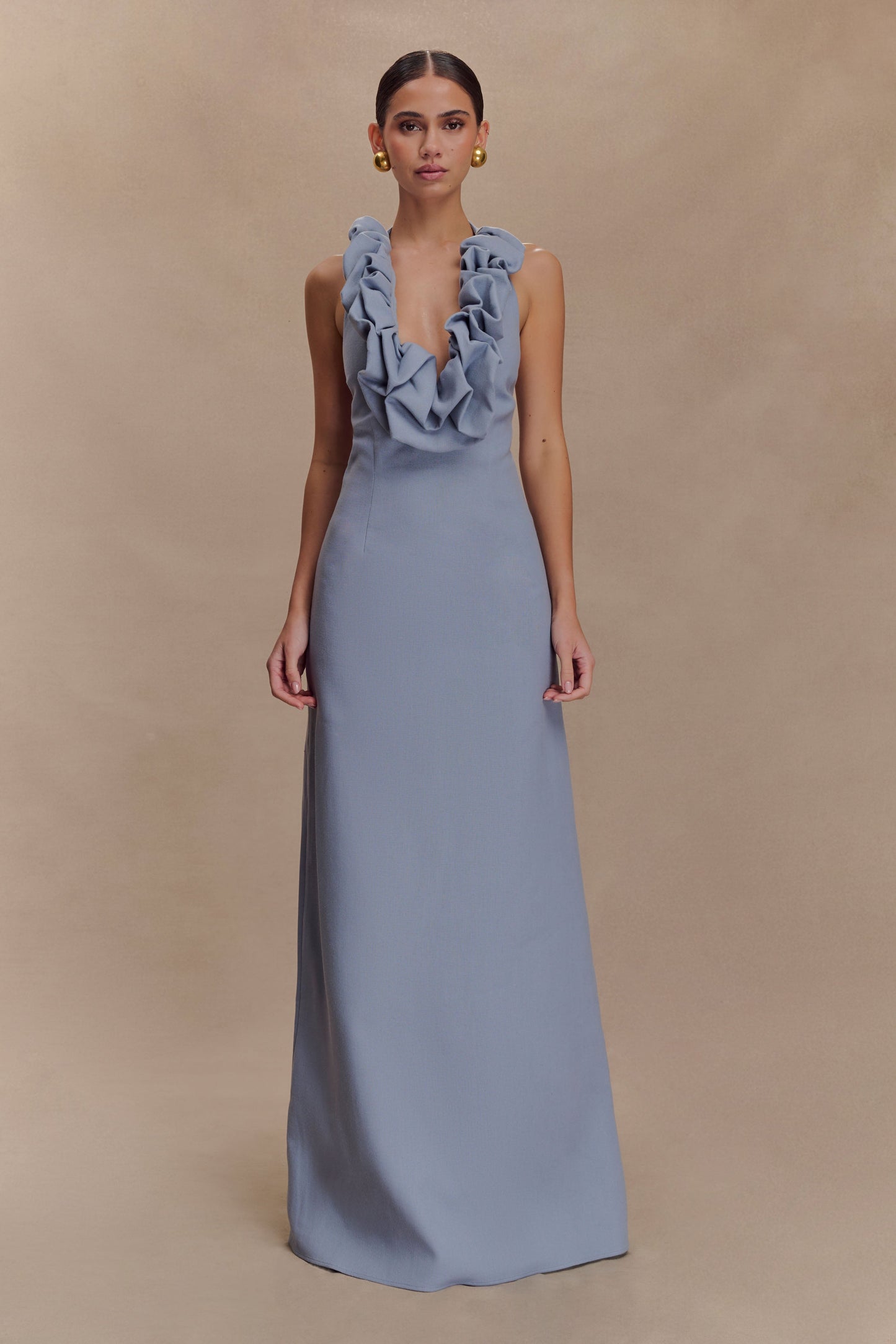 Robe Maxi en Lin Carolyn - Bleu Cendré