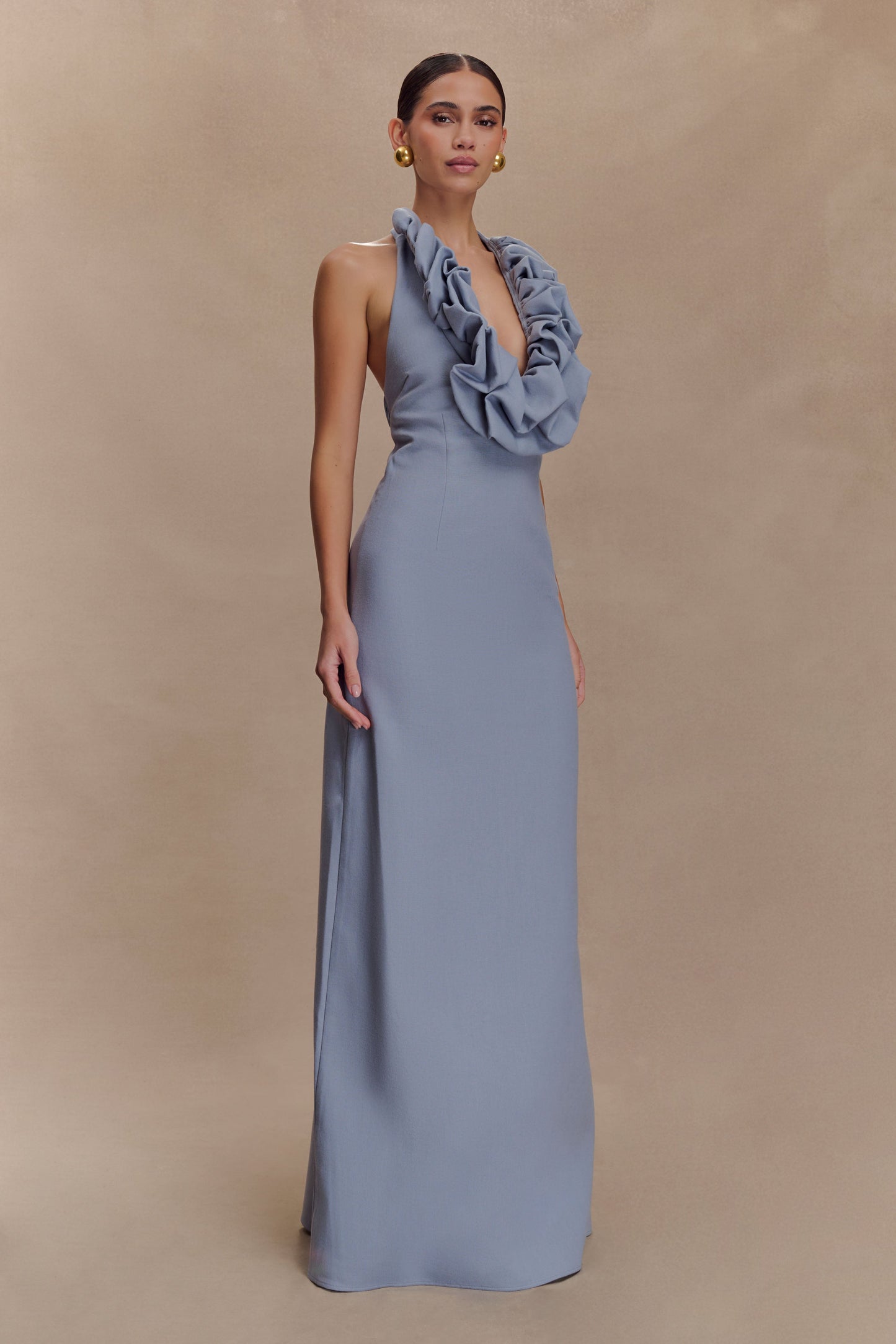 Robe Maxi en Lin Carolyn - Bleu Cendré