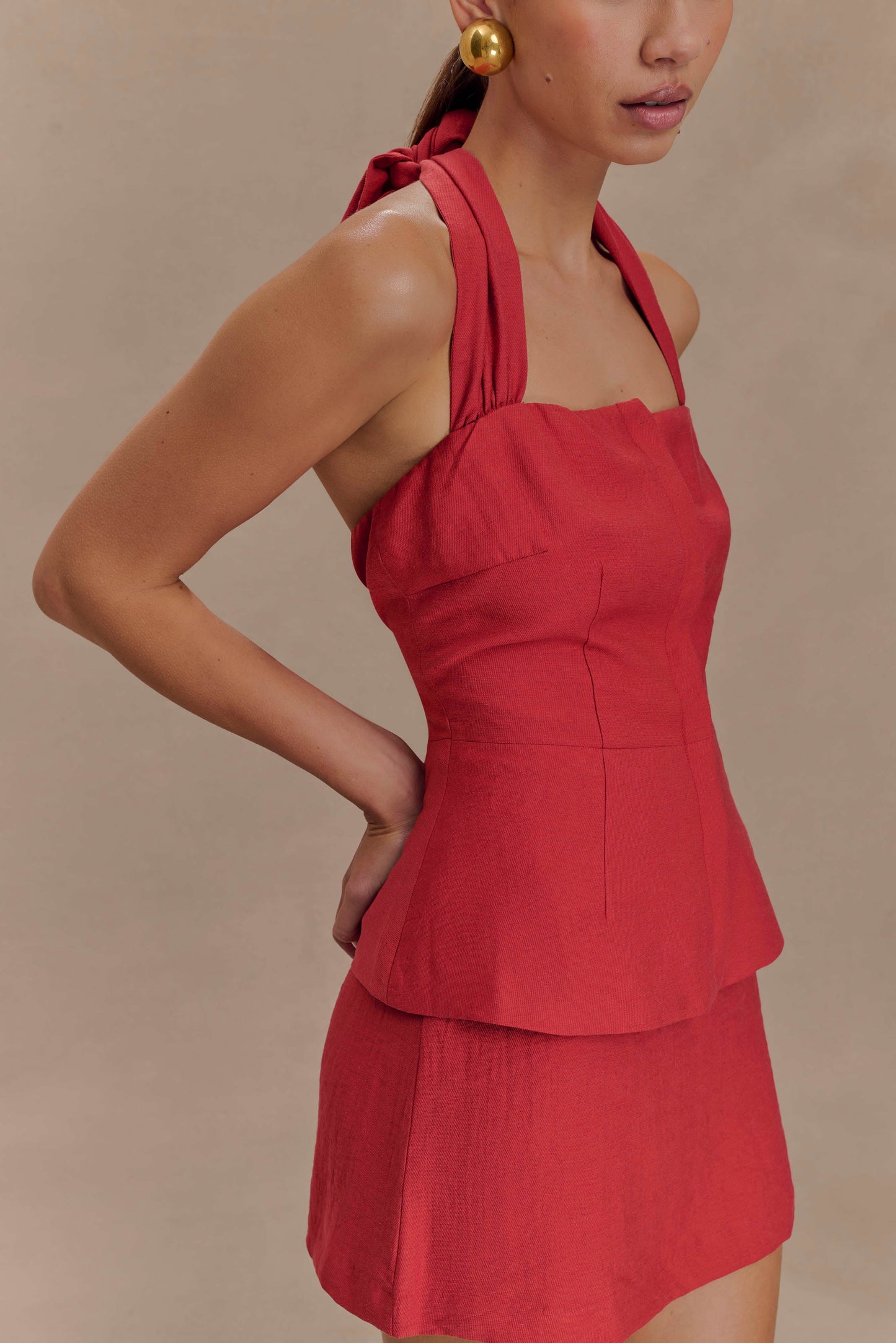 Jupe-short en lin Kallie - Rose brûlé