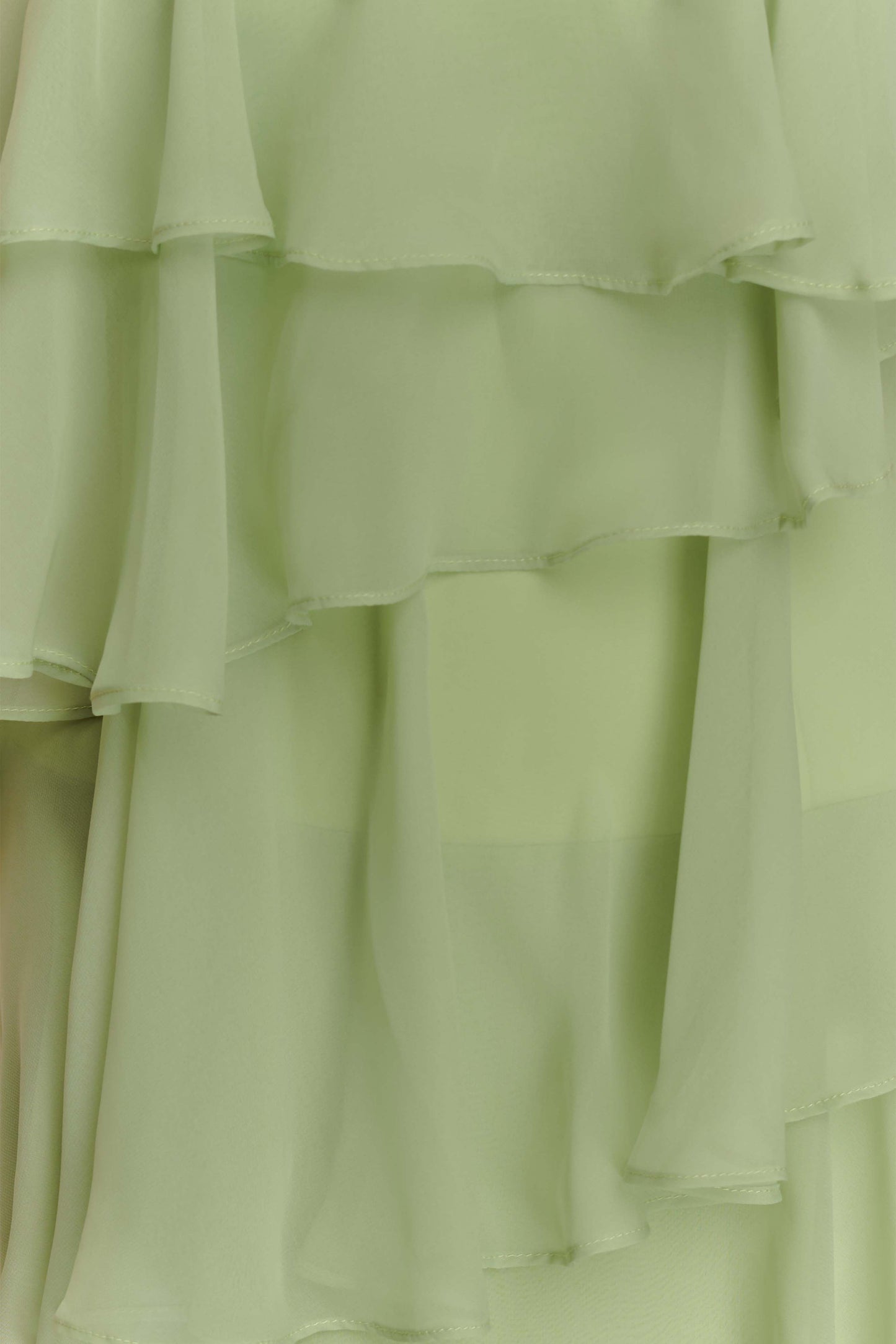 Robe Maxi Alexa en Chiffon à Volants - Vert Citron Pastel