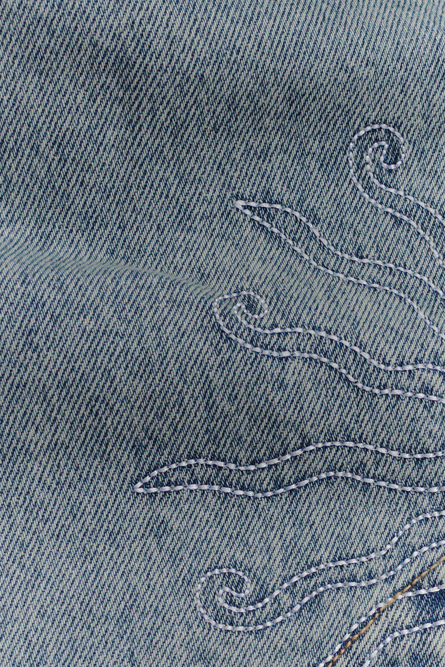 Jupe mini en jean brodée Alessia - Vintage clair