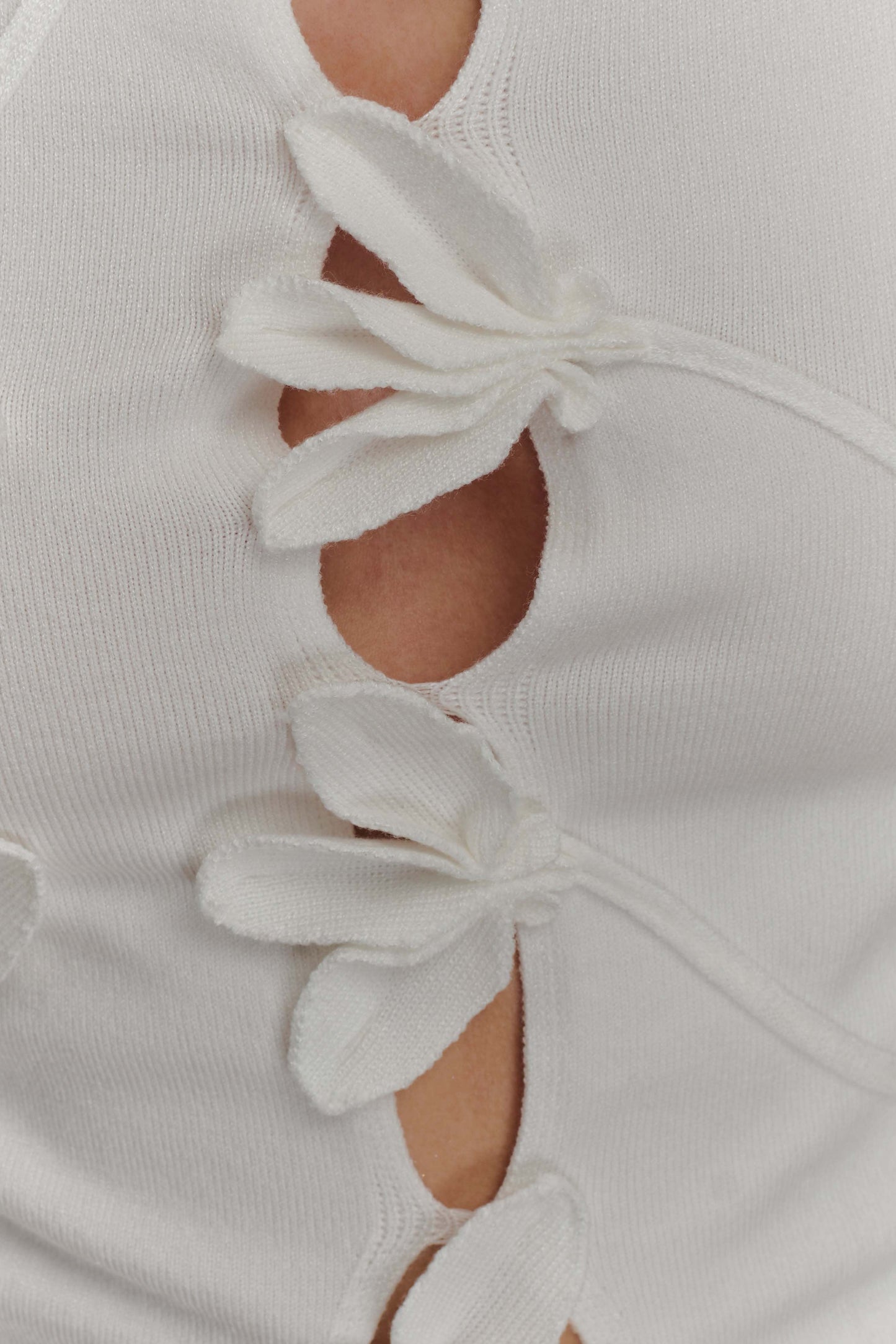 Top en tricot à manches longues à motifs floraux Alejandra - Blanc