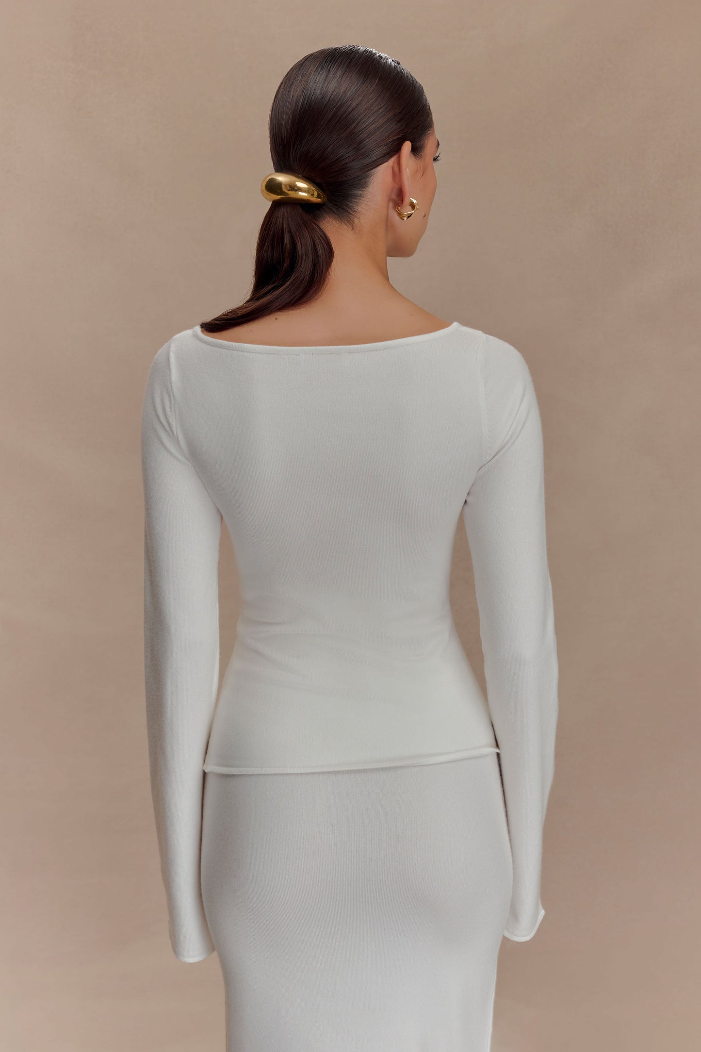 Top en tricot à manches longues à motifs floraux Alejandra - Blanc