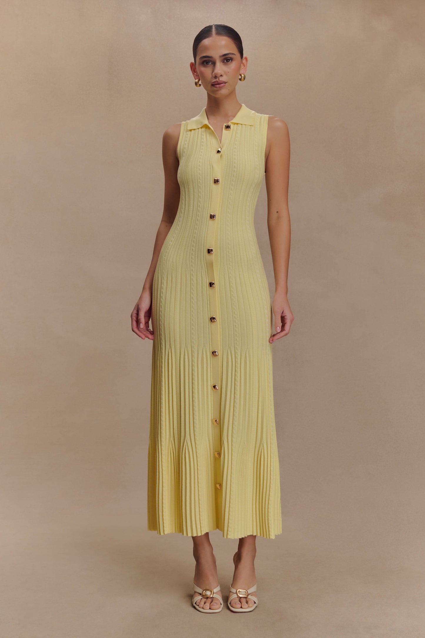 Robe midi en jersey sans manches Margie - Citron