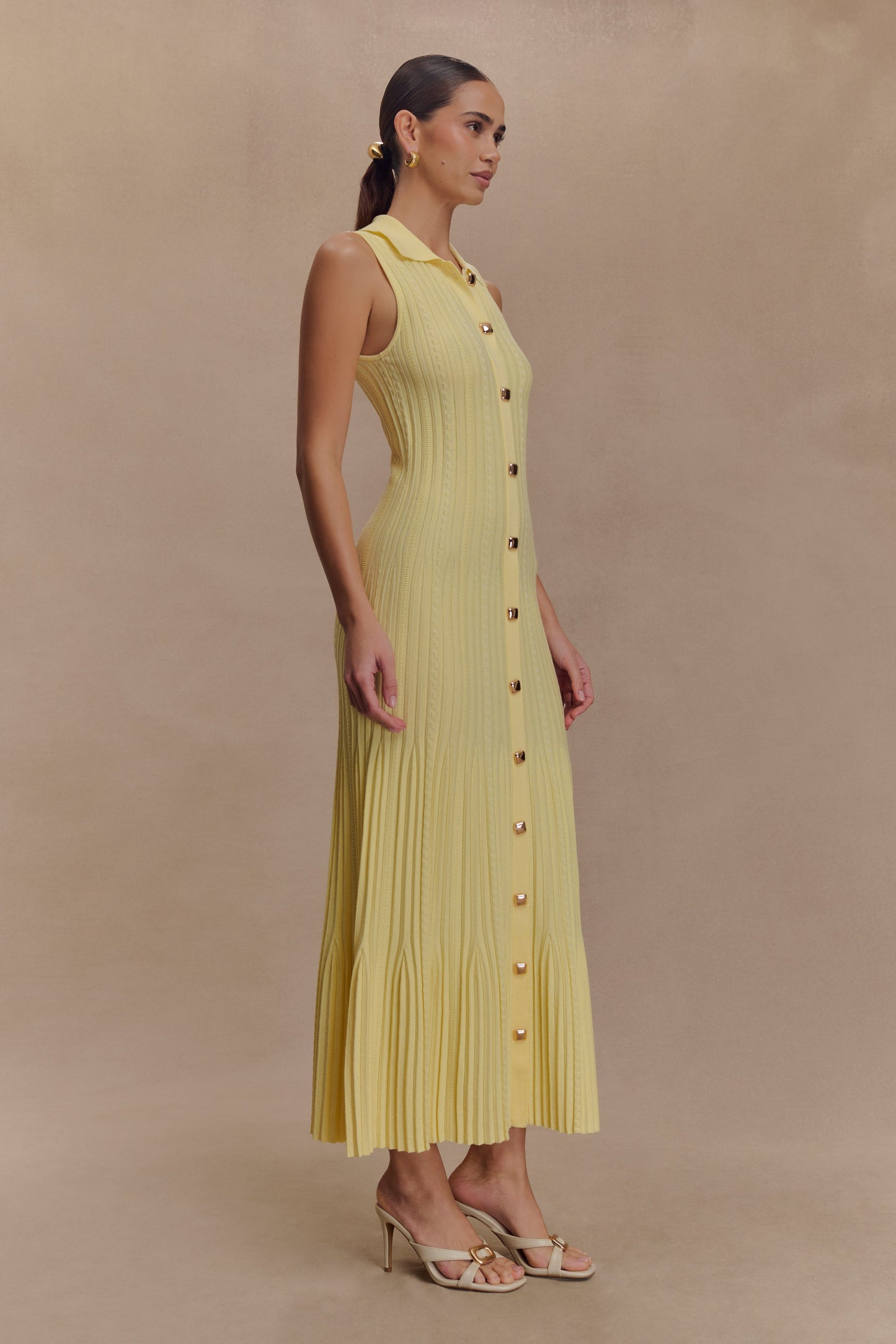 Robe midi en jersey sans manches Margie - Citron