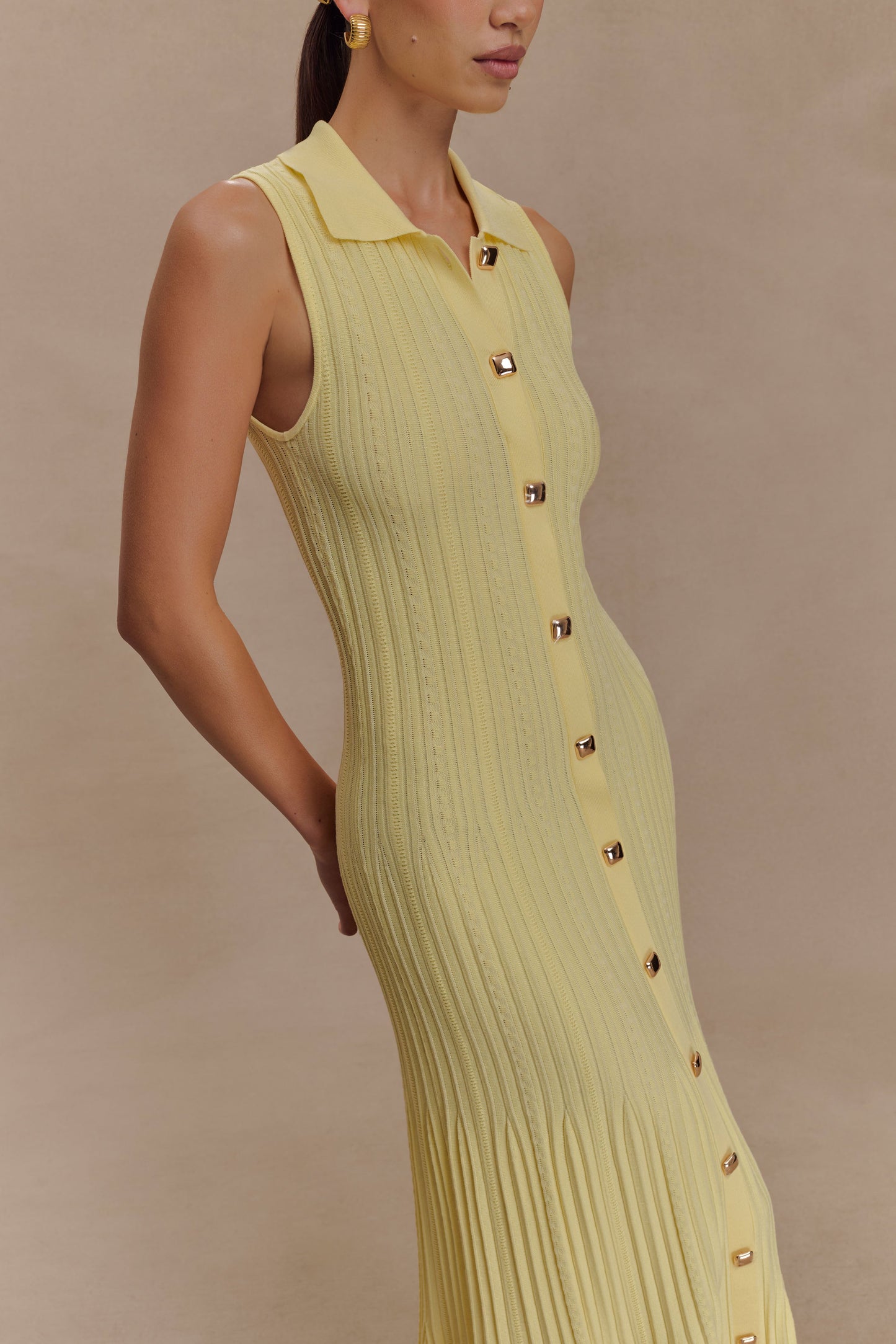Robe midi en jersey sans manches Margie - Citron
