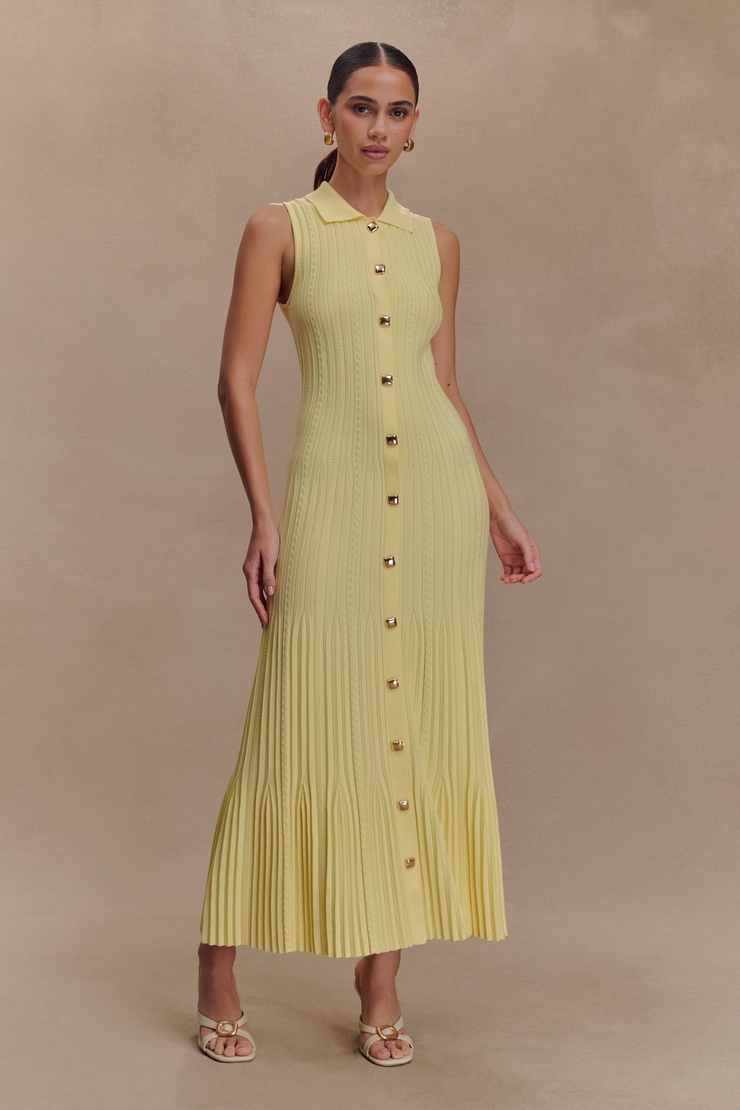 Robe midi en jersey sans manches Margie - Citron