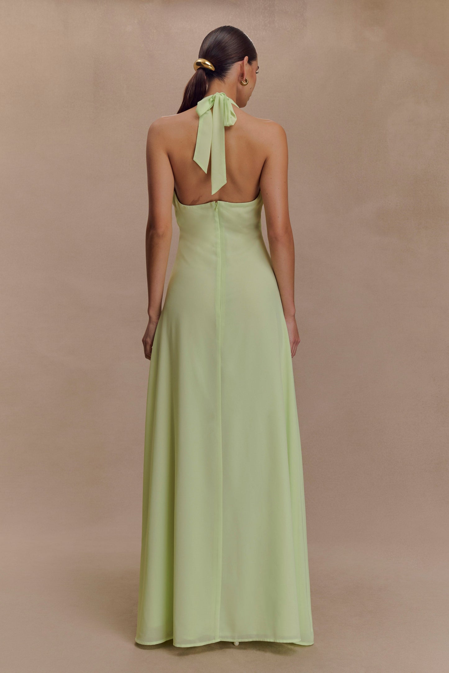Robe Maxi Malakhai en Chiffon avec Décolleté Halter - Vert Pastel