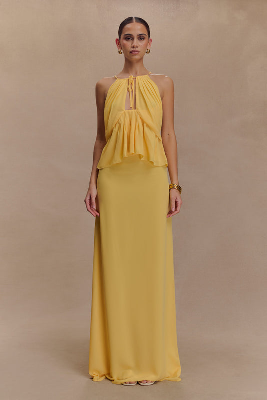 Jupe Maxi en Chiffon Katalina - Couleur Beurre-noisette