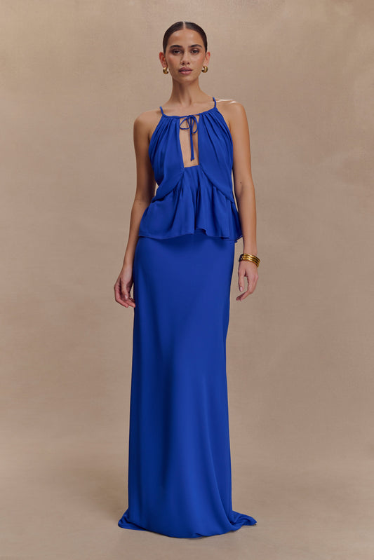 Jupe Maxi en Chiffon Katalina - Bleu Cobalt
