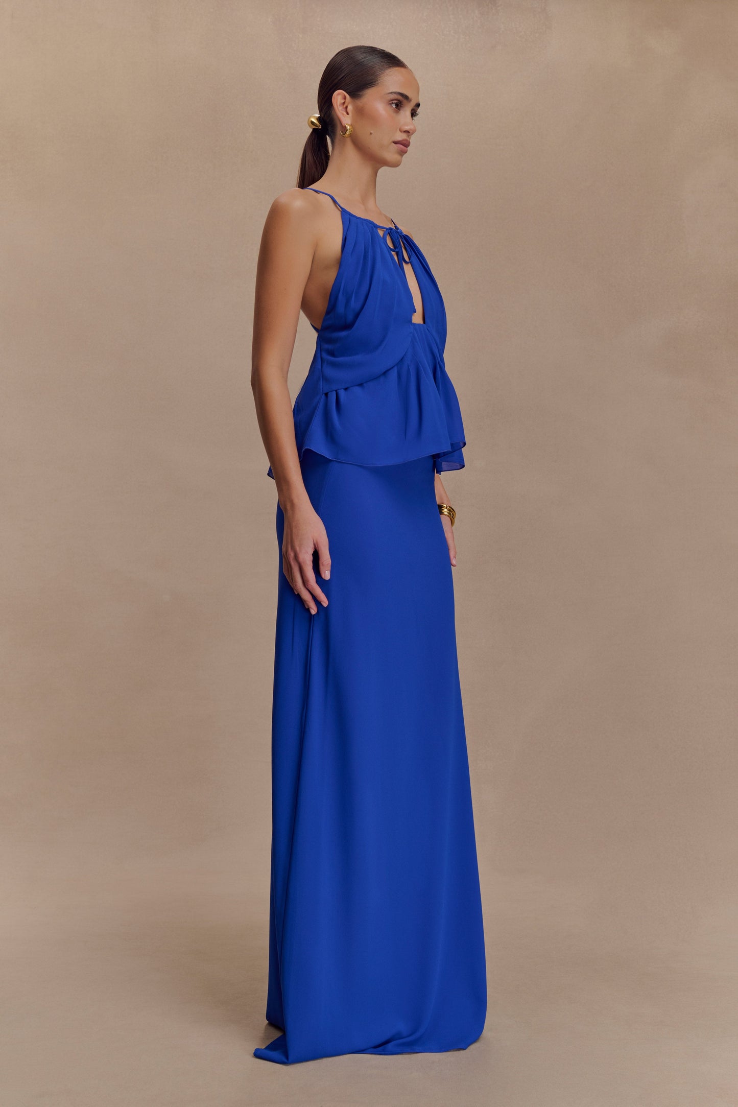 Jupe Maxi en Chiffon Katalina - Bleu Cobalt
