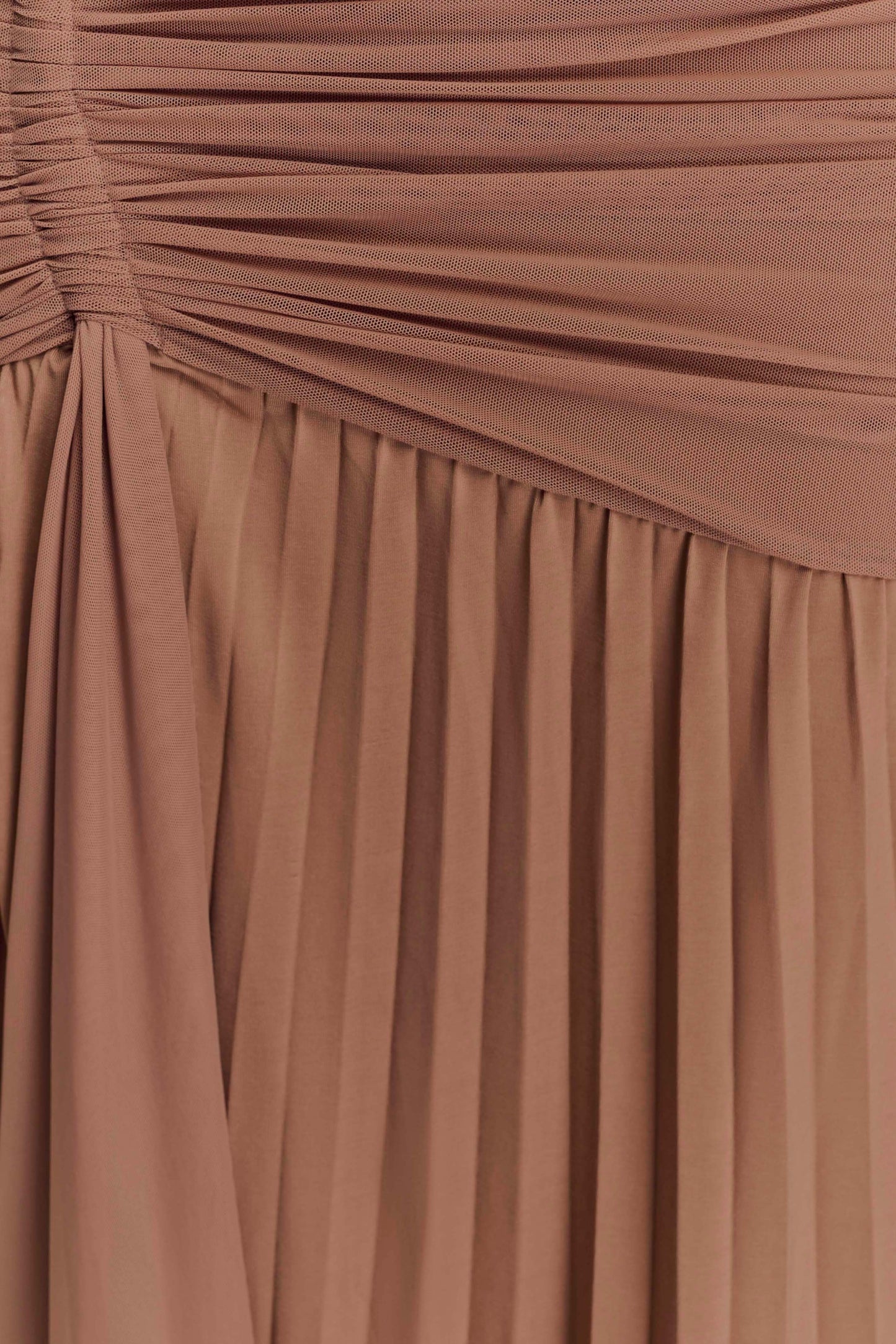 Robe Maxi Dania à Col Haut et Dégradé - Mousse de Mocha