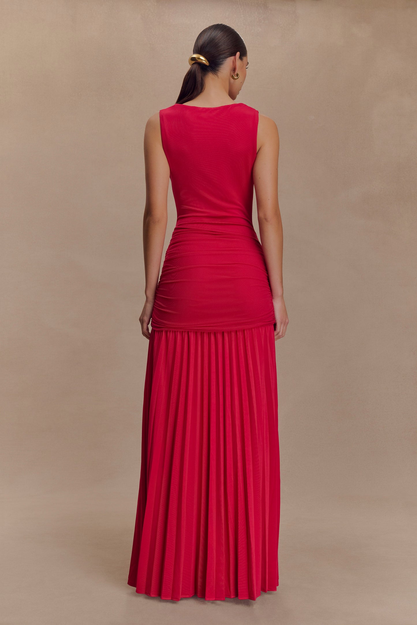 Robe maxi Dania à col montant et matière fluide - Rose fuchsia