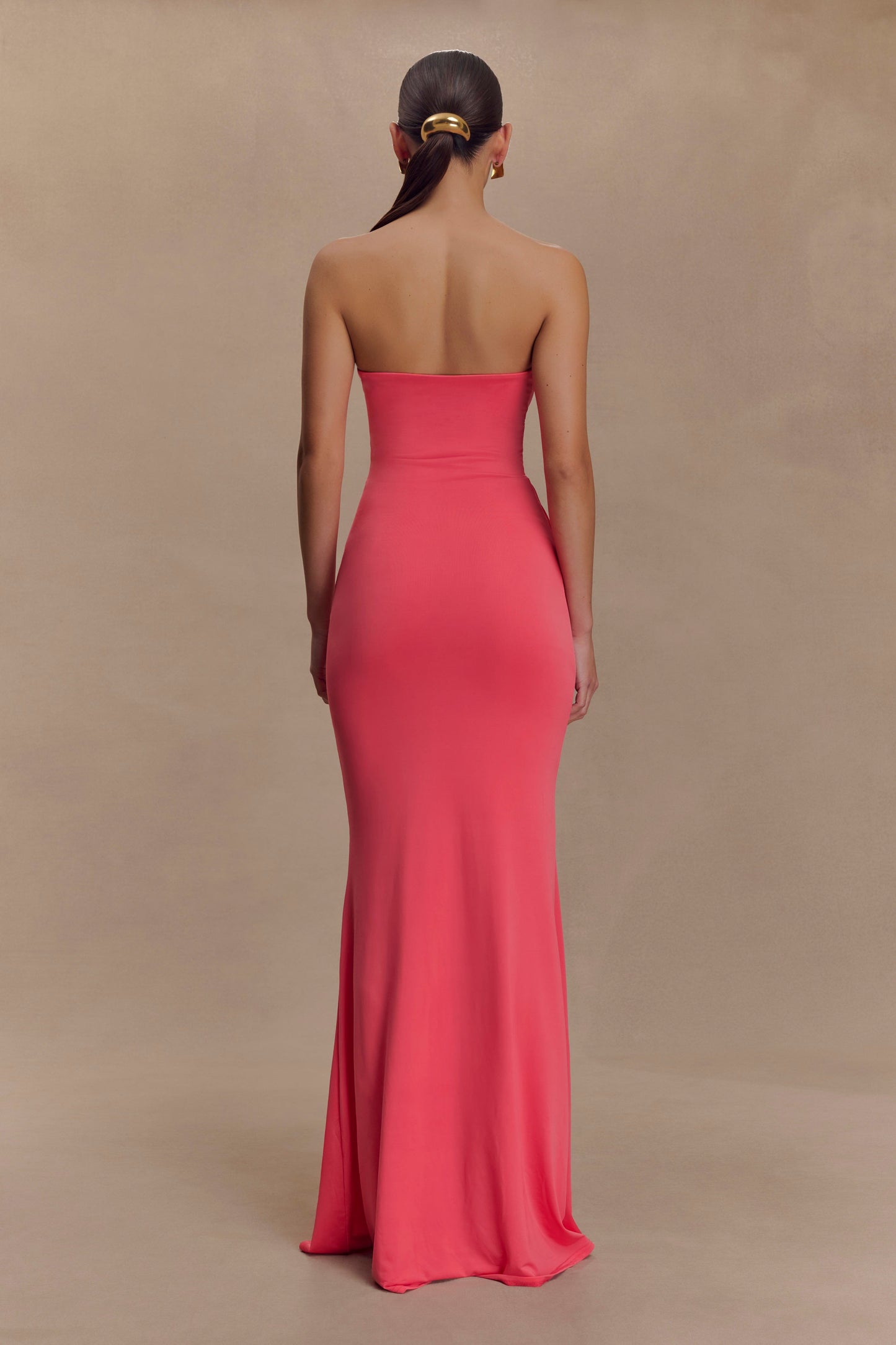 Robe Maxi Slinky sans Bretelles Madison - Corail