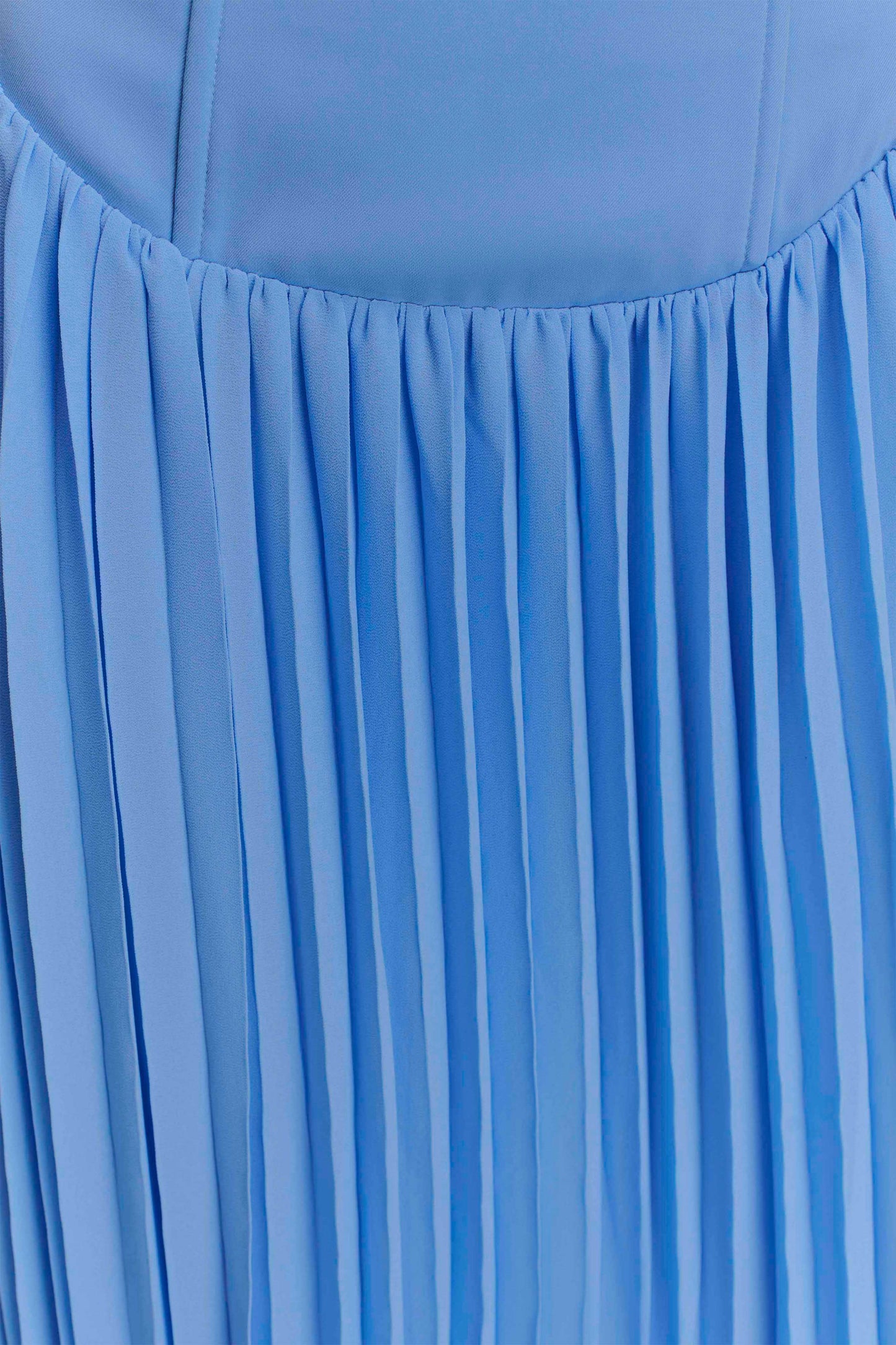 Robe Maxi Stacie à Plis et Emmanchures Croisées - Bleu Clair