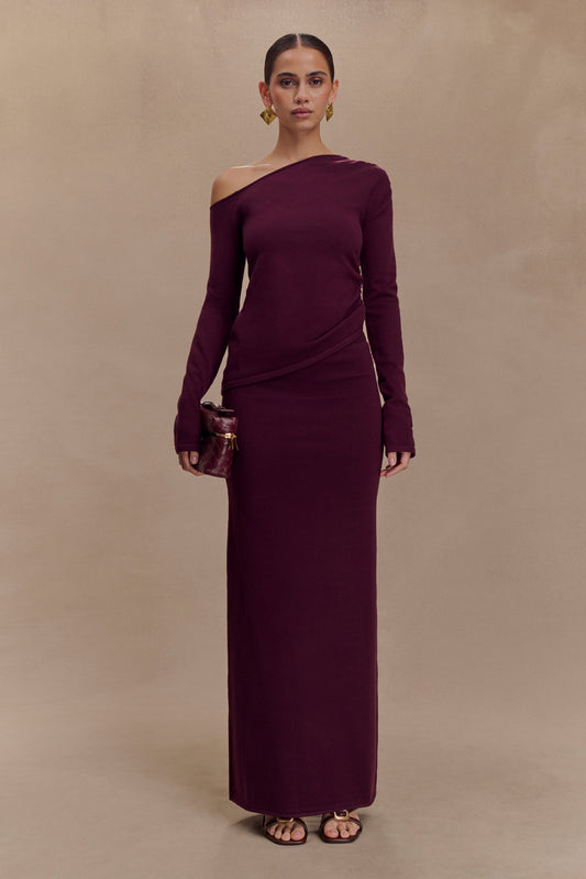 Jupe Maxi en Tricot Miles - Prune