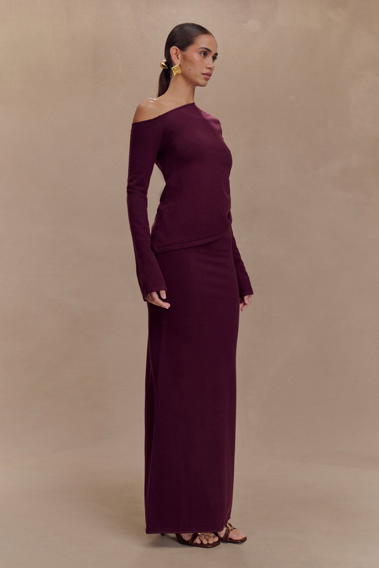 Jupe Maxi en Tricot Miles - Prune