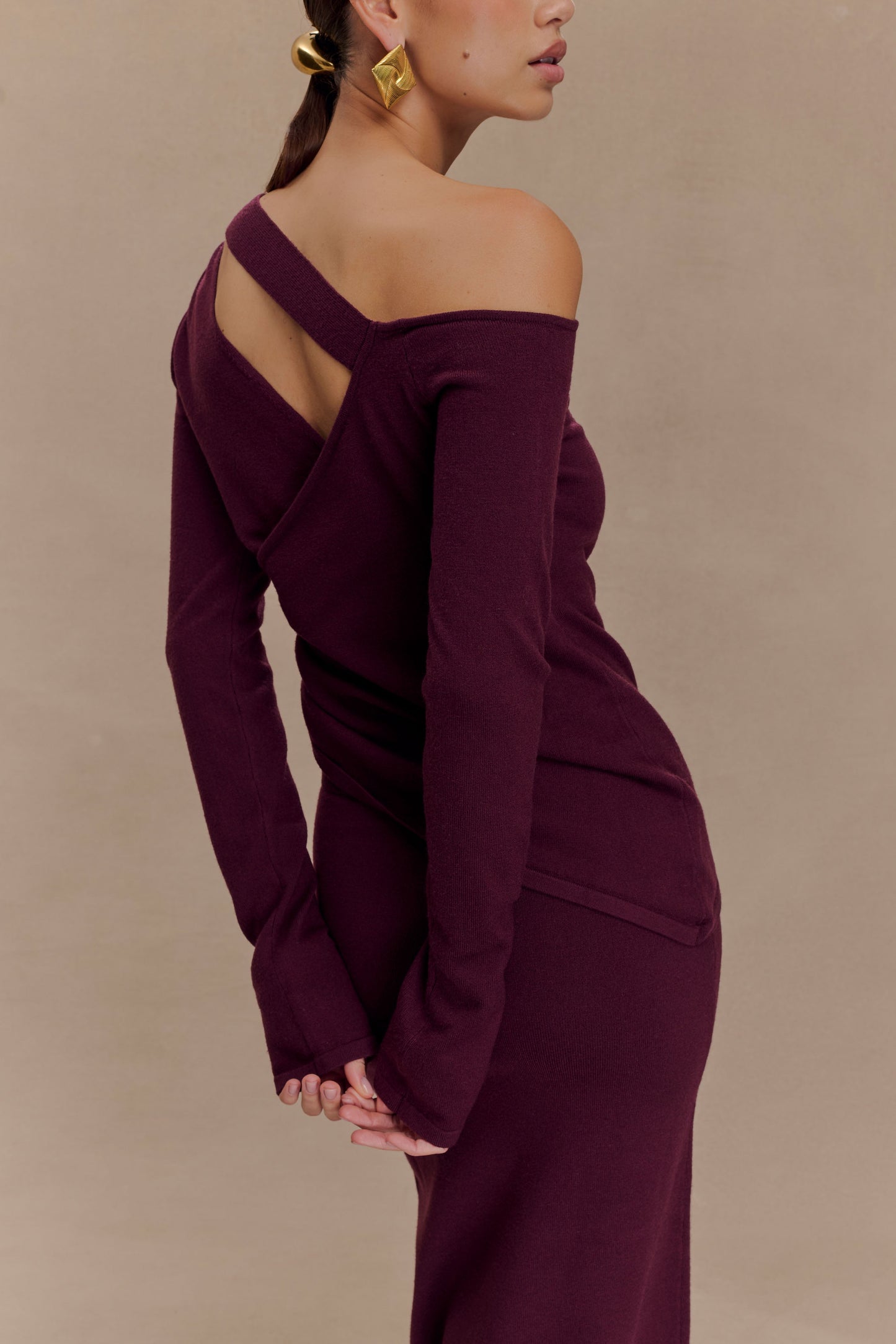 Top en tricot Miles à épaules dénudées - Prune