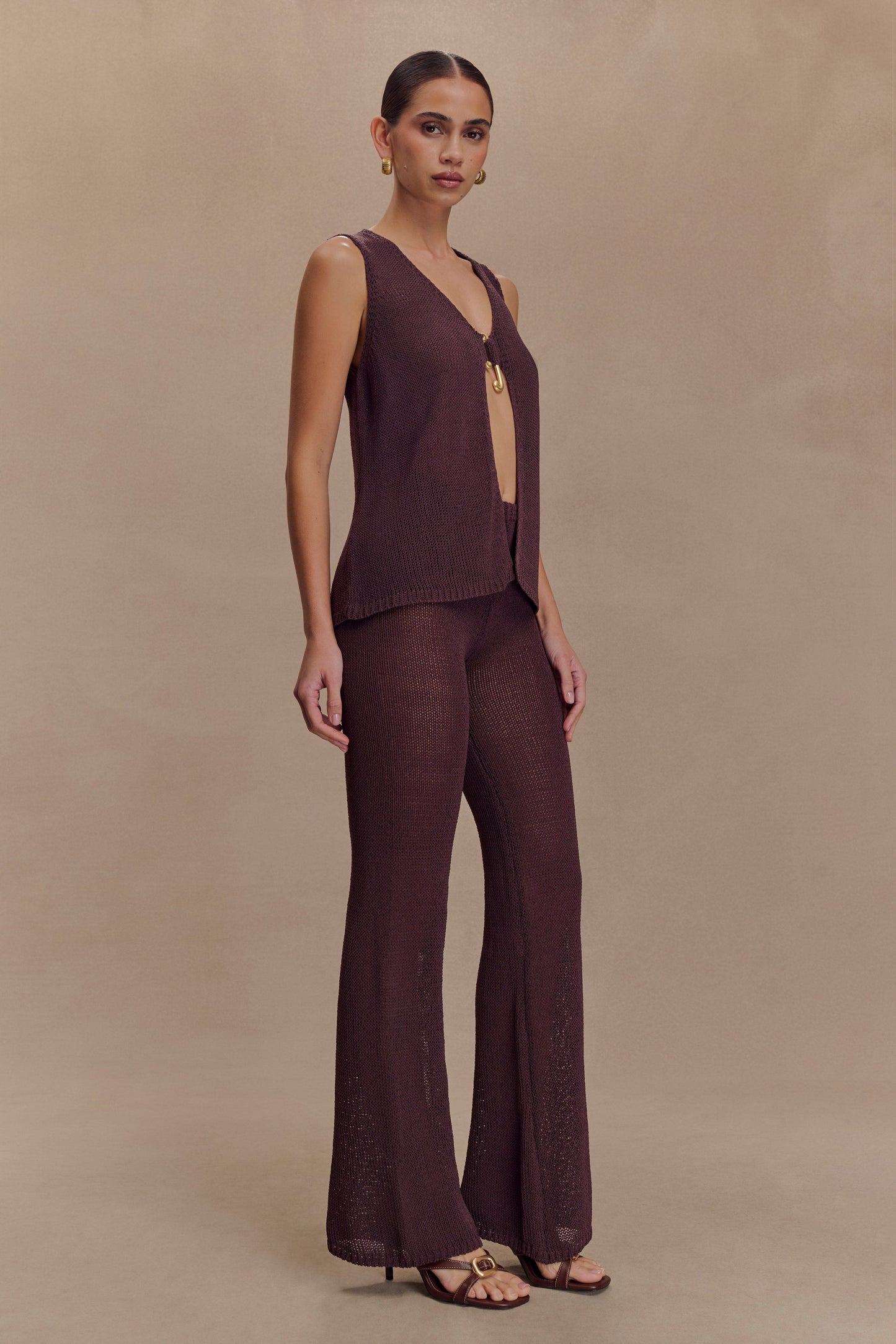 Malani Haut en Tricot avec Accroches Métalliques - Chocolat