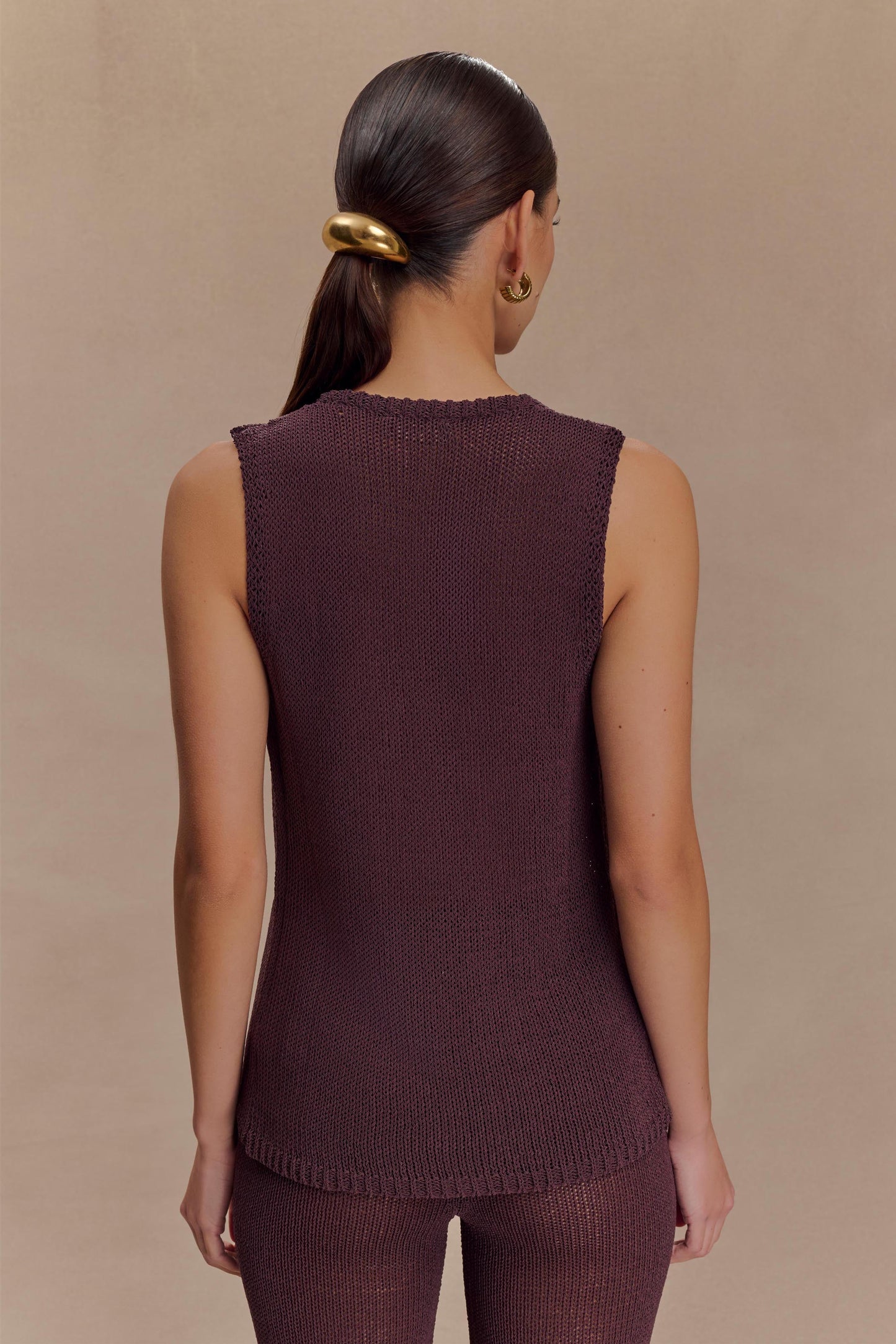 Malani Haut en Tricot avec Accroches Métalliques - Chocolat