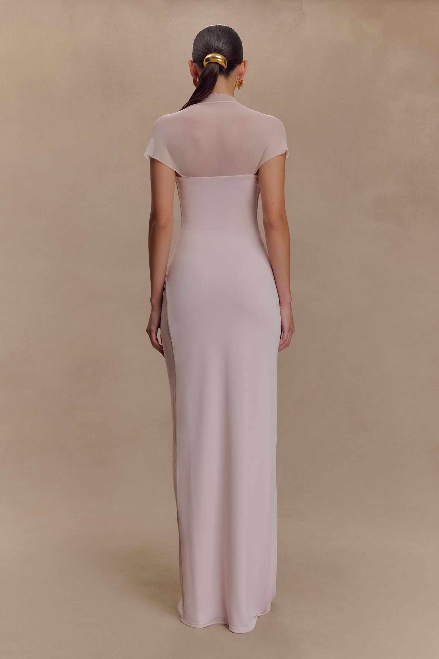 Robe Maxi Élastique et en Maille Wyatt - Rose Pâle