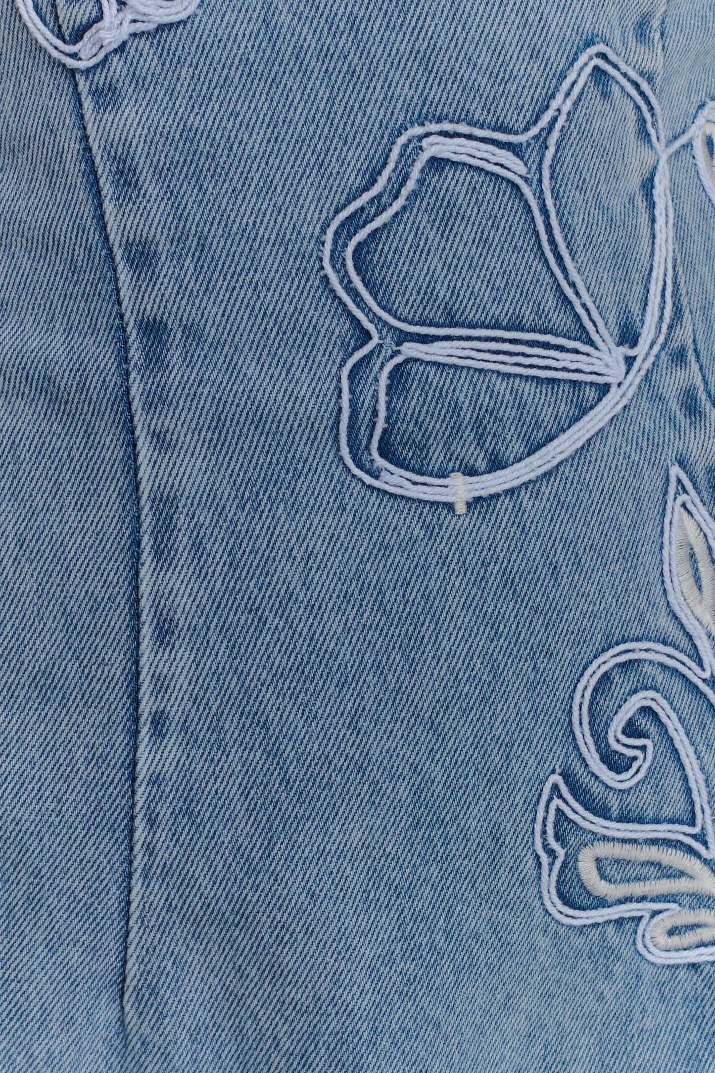 Mini-robe en jean brodée Akira - Bleu moyen