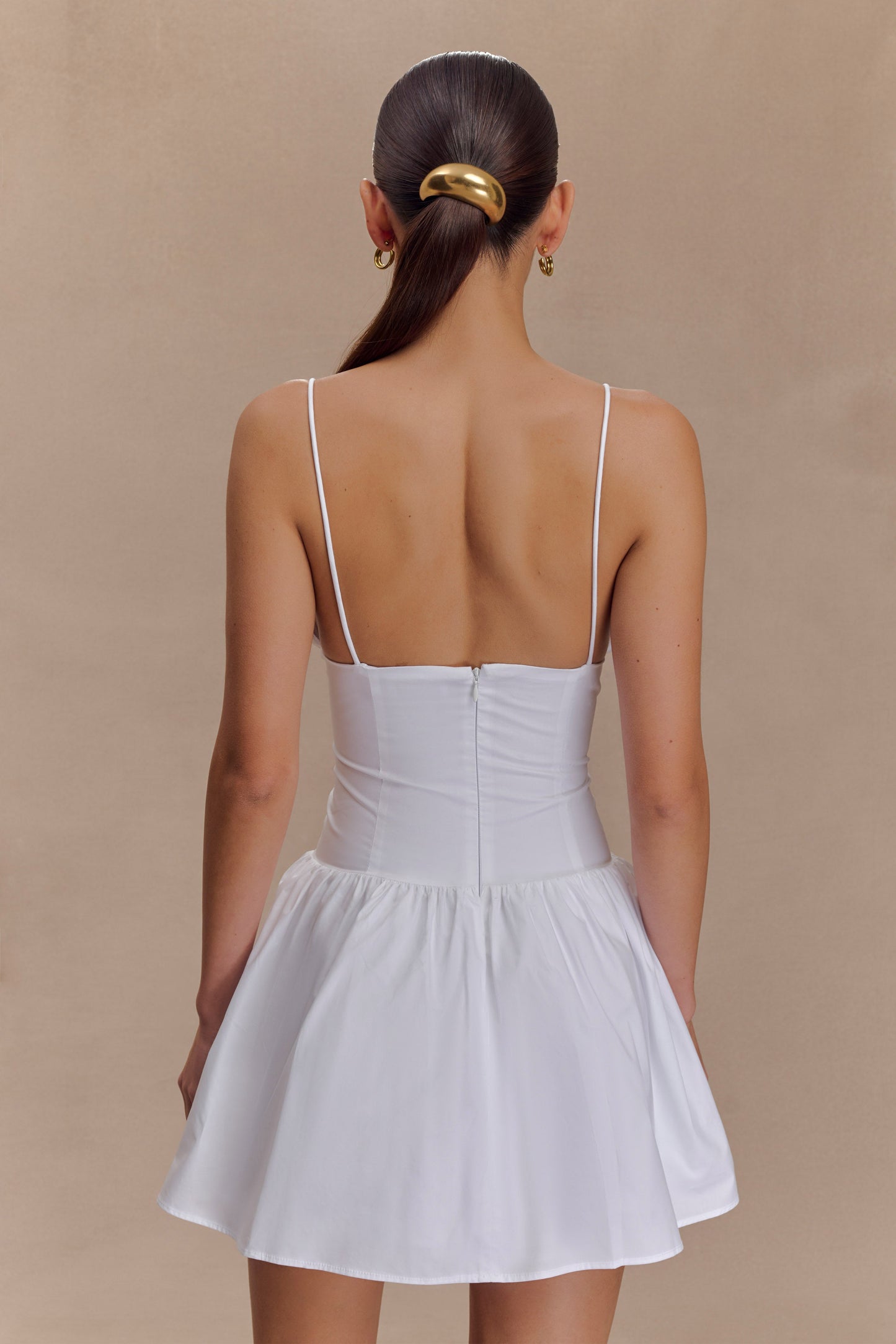 Robe mini en coton à volants Janis - Blanche