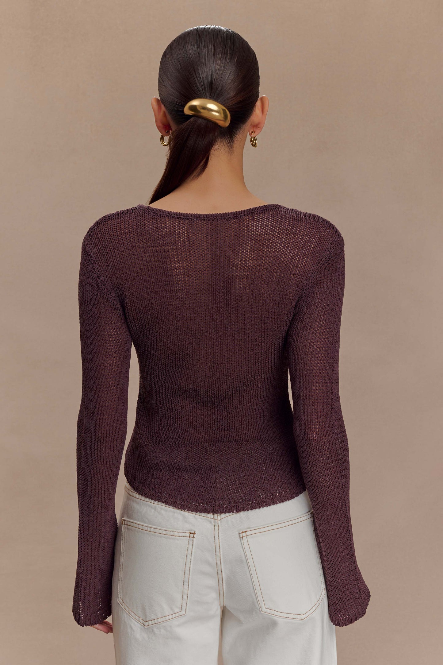 Top en tricot à manches longues Isabella - Chocolat