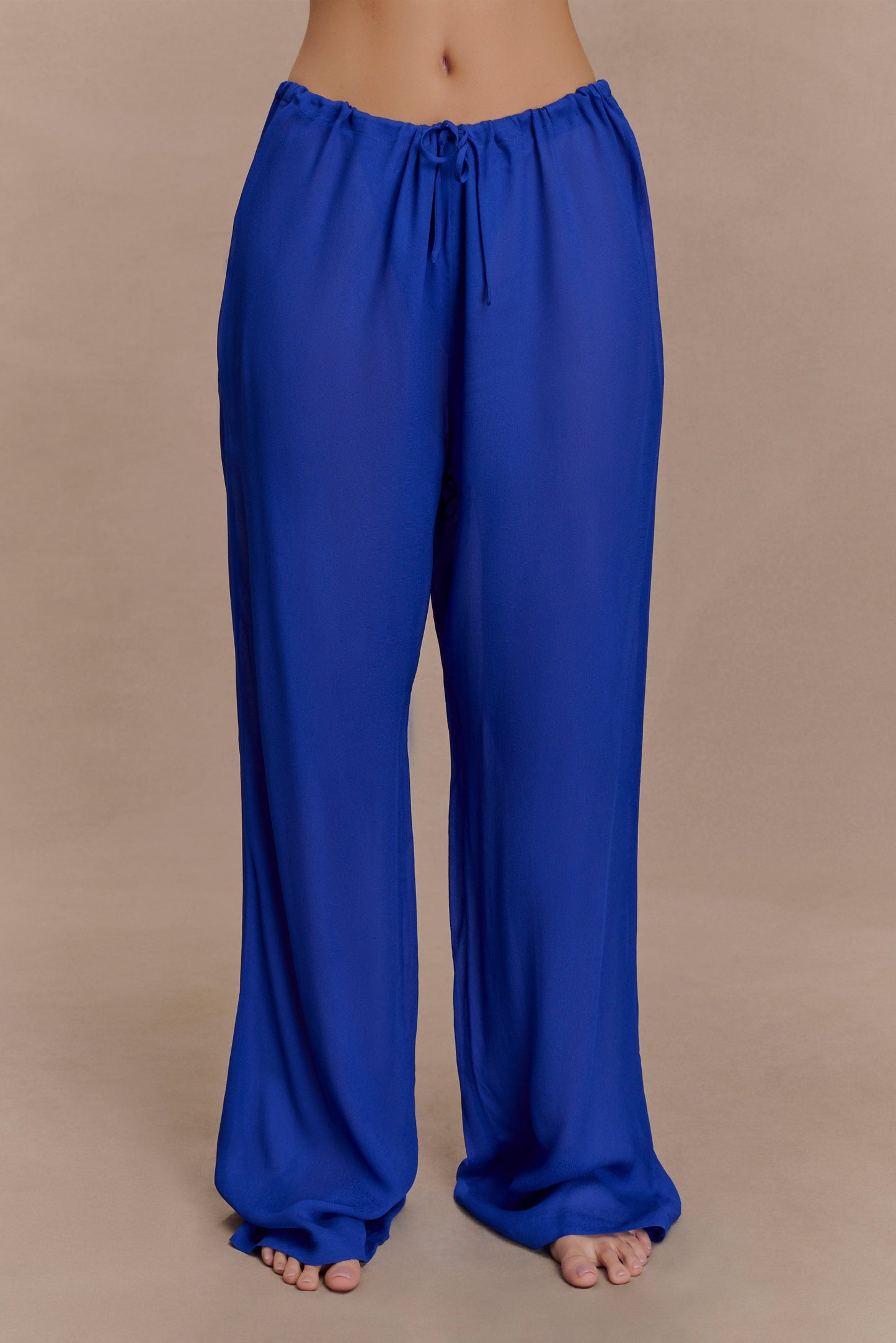 Pantalon droit transparent Tonya - Bleu cobalt