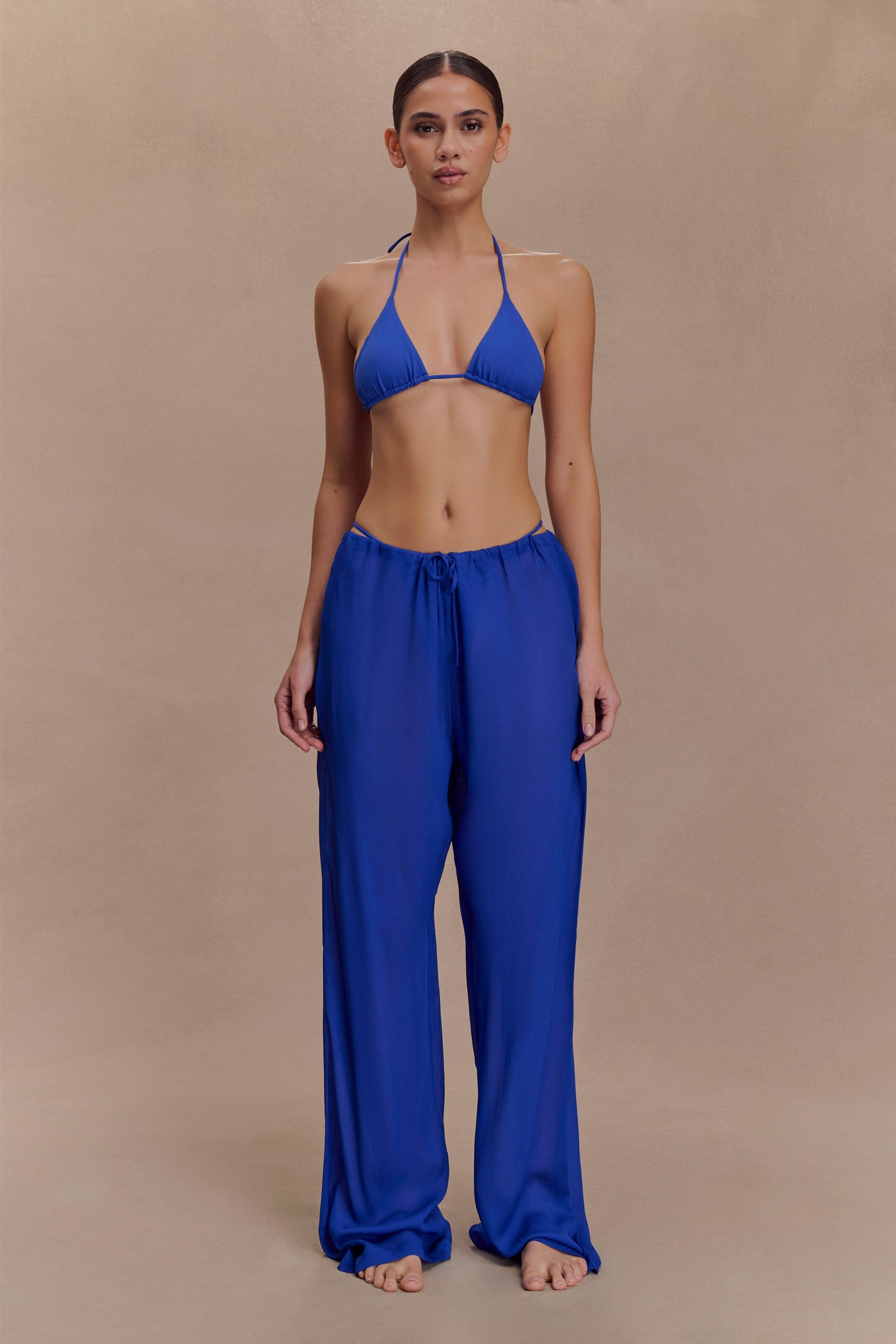 Pantalon droit transparent Tonya - Bleu cobalt