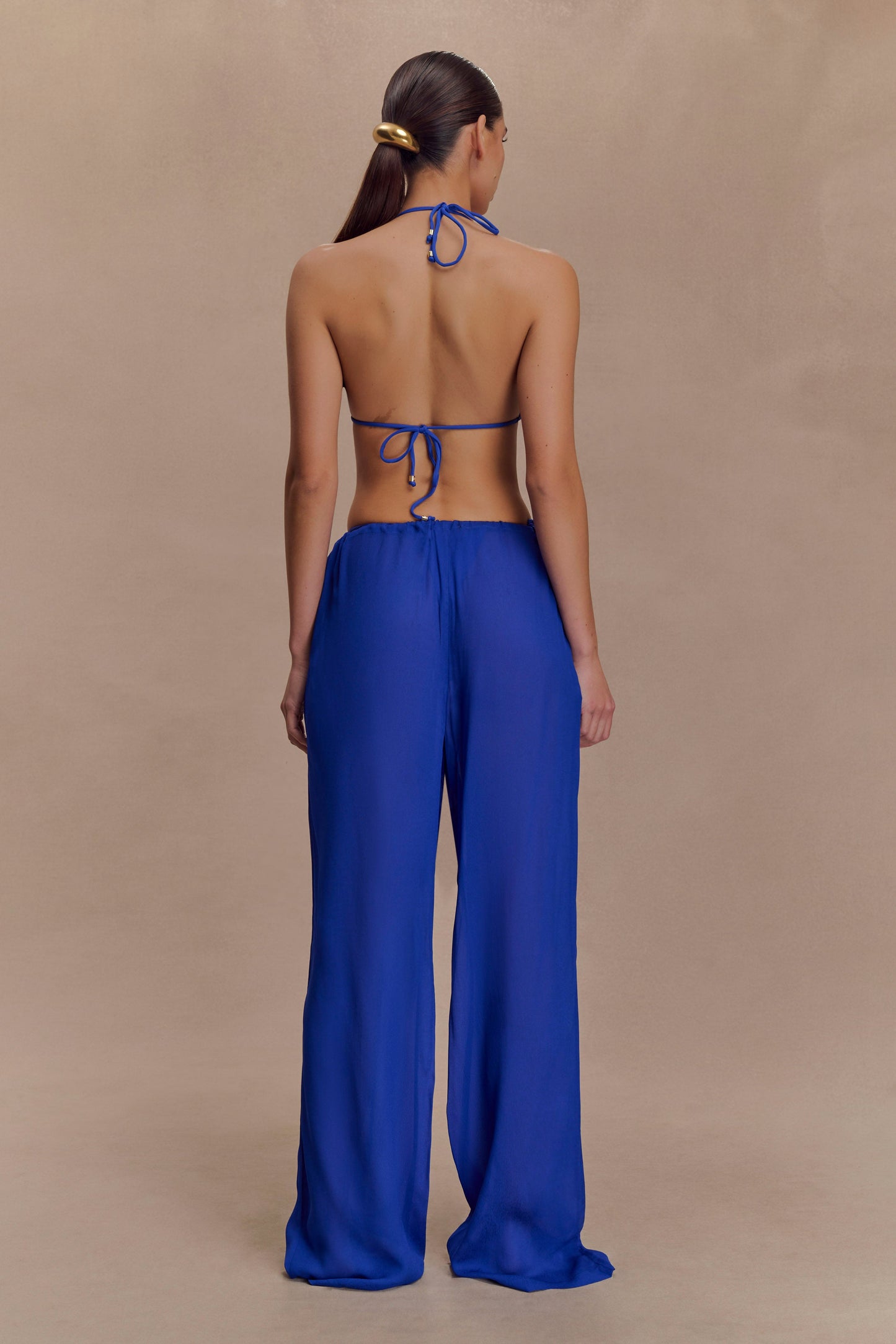 Pantalon droit transparent Tonya - Bleu cobalt