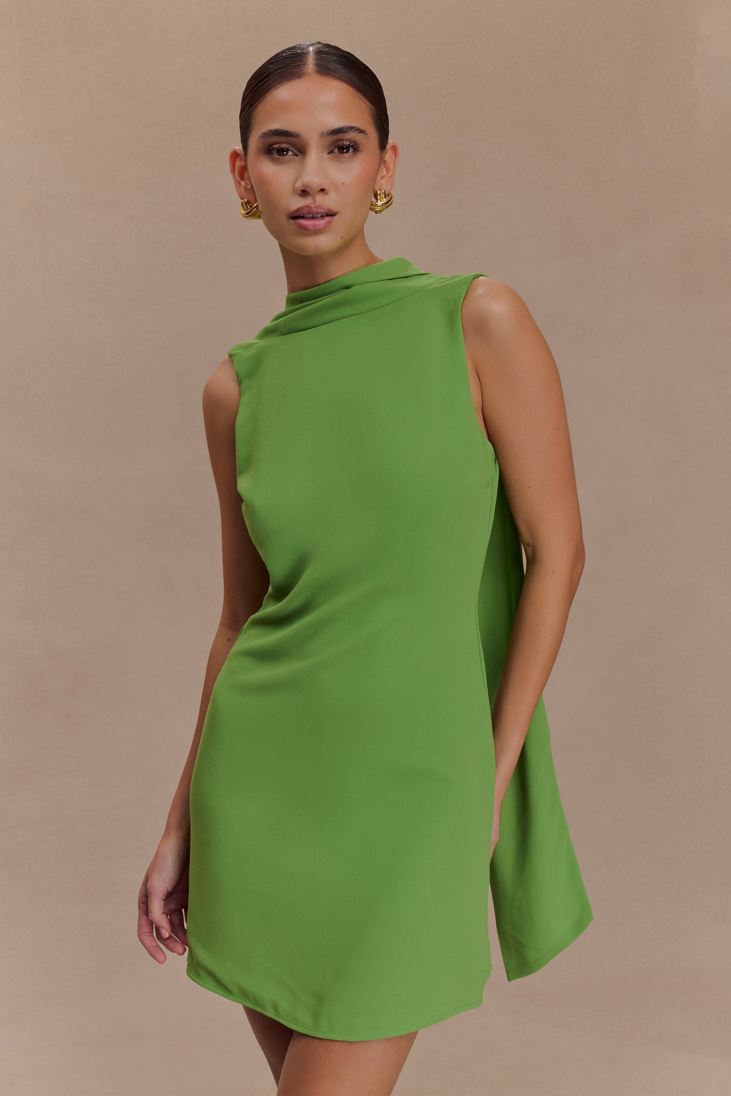 Robe mini drapée avec écharpe Wynter - Verte
