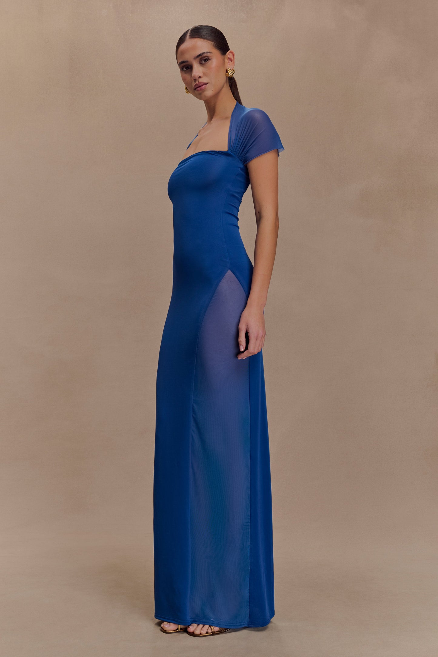 Wyatt Robe Maxi Élasthanne et Maille - Bleu Cobalt