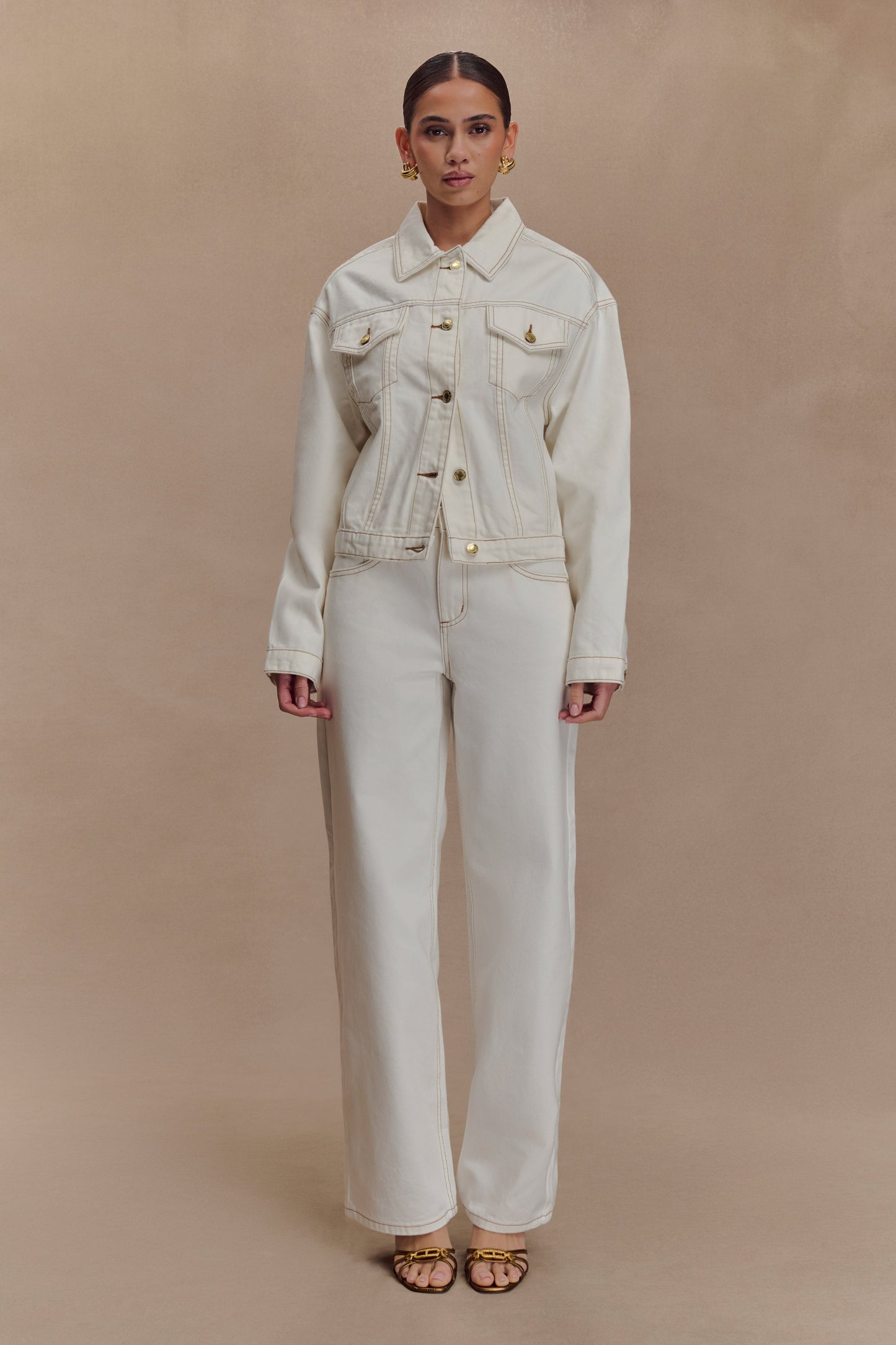 Jeans en jean taille mi-hauteur Mannon - Blanc