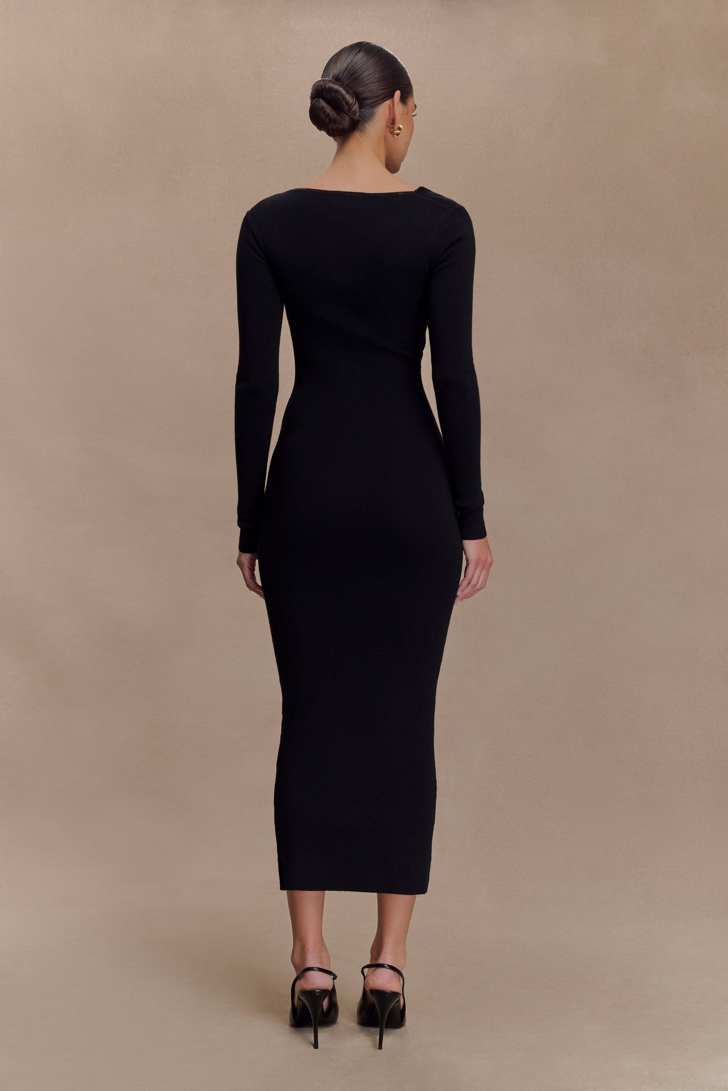 Robe mi-longue en jersey torsadé et drapé Culver - Noir