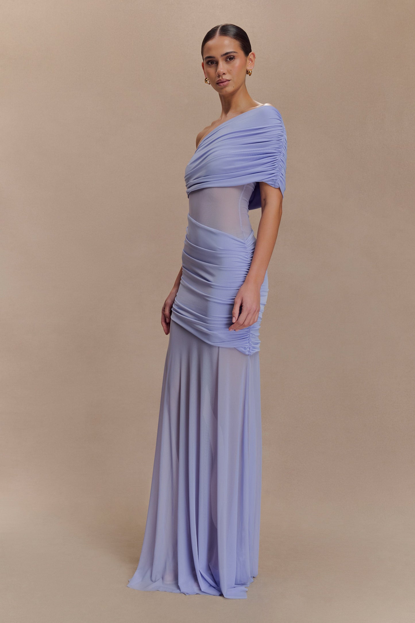 Robe Maxi en Maille à Une Épaule Dallas - Lavande