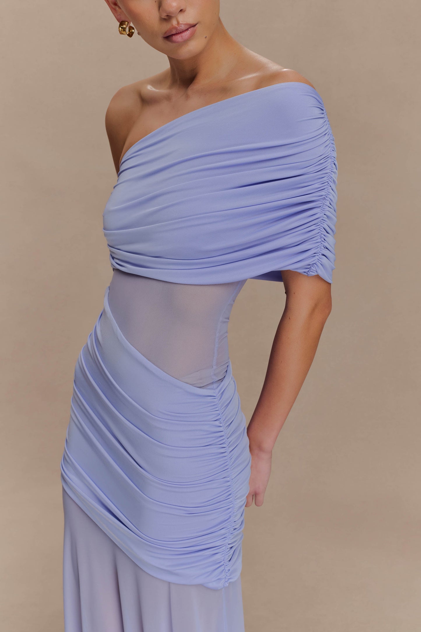 Robe Maxi en Maille à Une Épaule Dallas - Lavande