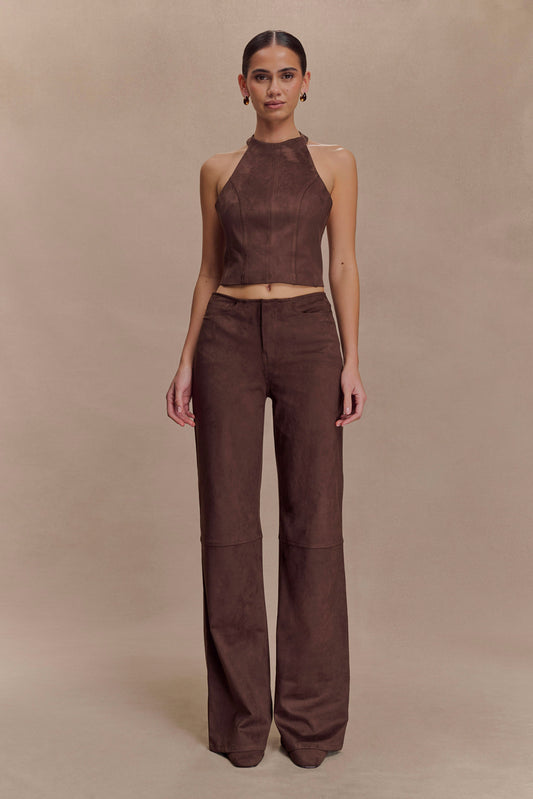 Pantalon Logan en similicuir - Chocolat noir