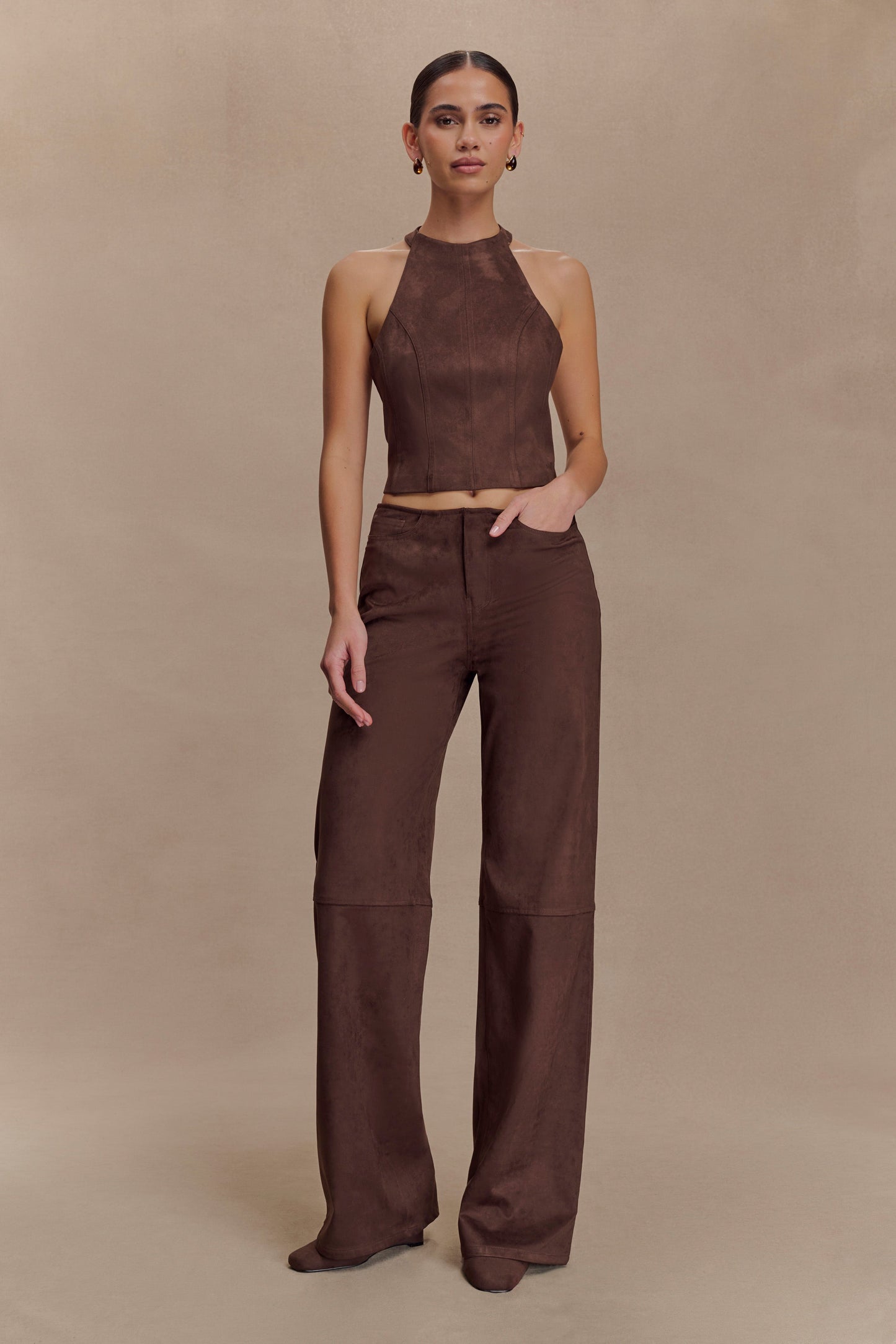 Pantalon Logan en similicuir - Chocolat noir