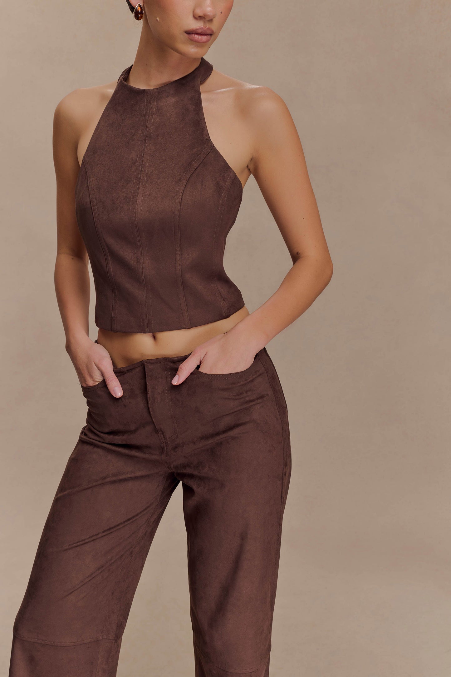Pantalon Logan en similicuir - Chocolat noir