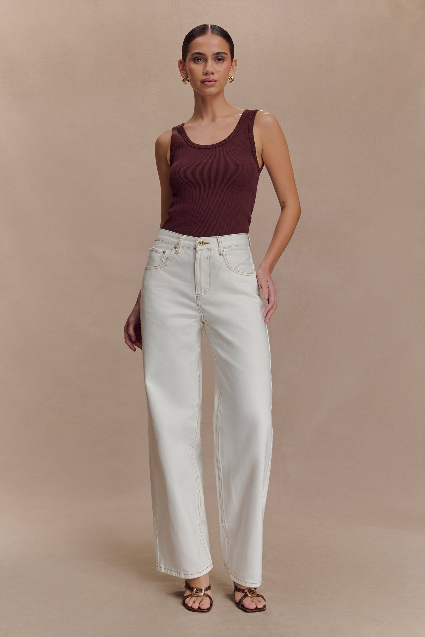 Maillot de sport Maeva à col rond - Chocolat