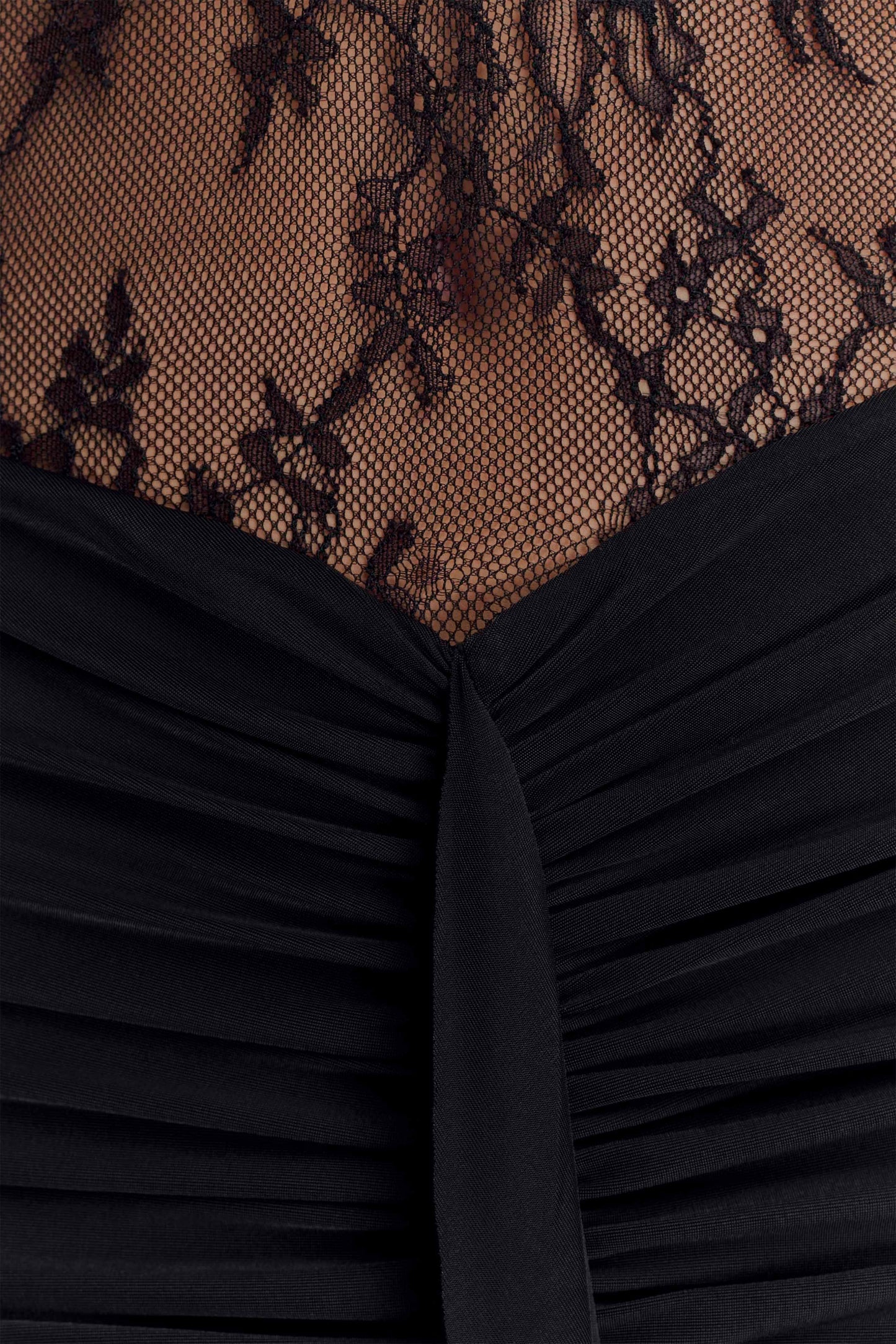Robe Maxi Bonnie en Mousseline et Dentelle - Noir