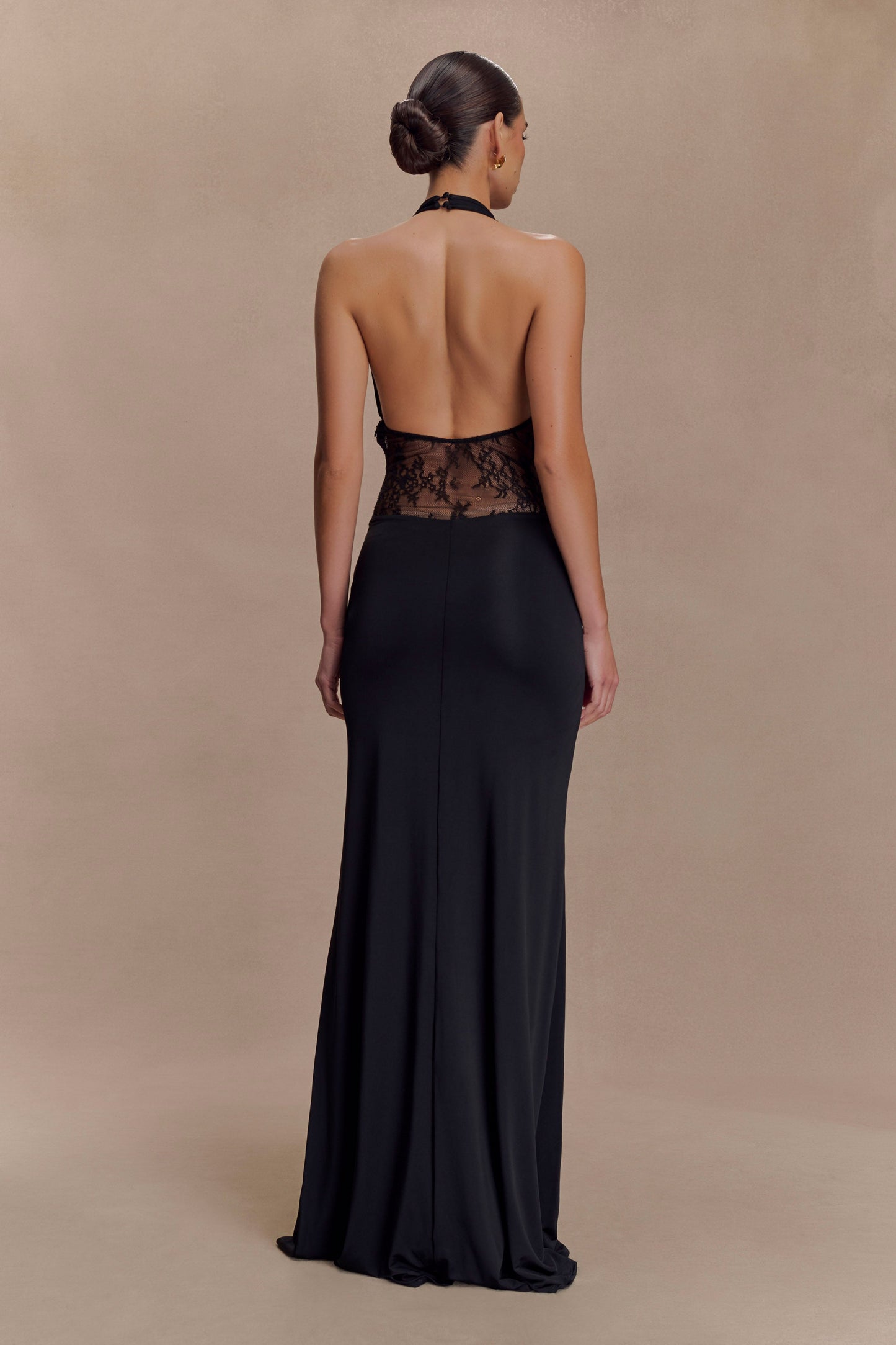 Robe Maxi Bonnie en Mousseline et Dentelle - Noir