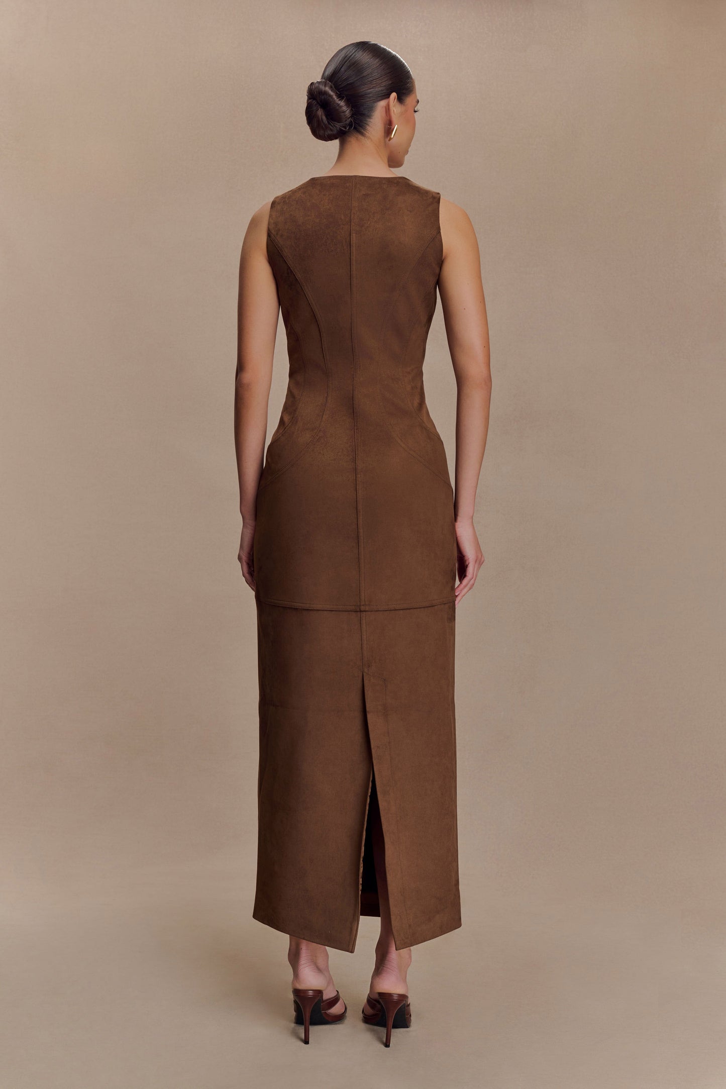 Robe Maxi en Faux Suédine Liam - Chocolat Noir