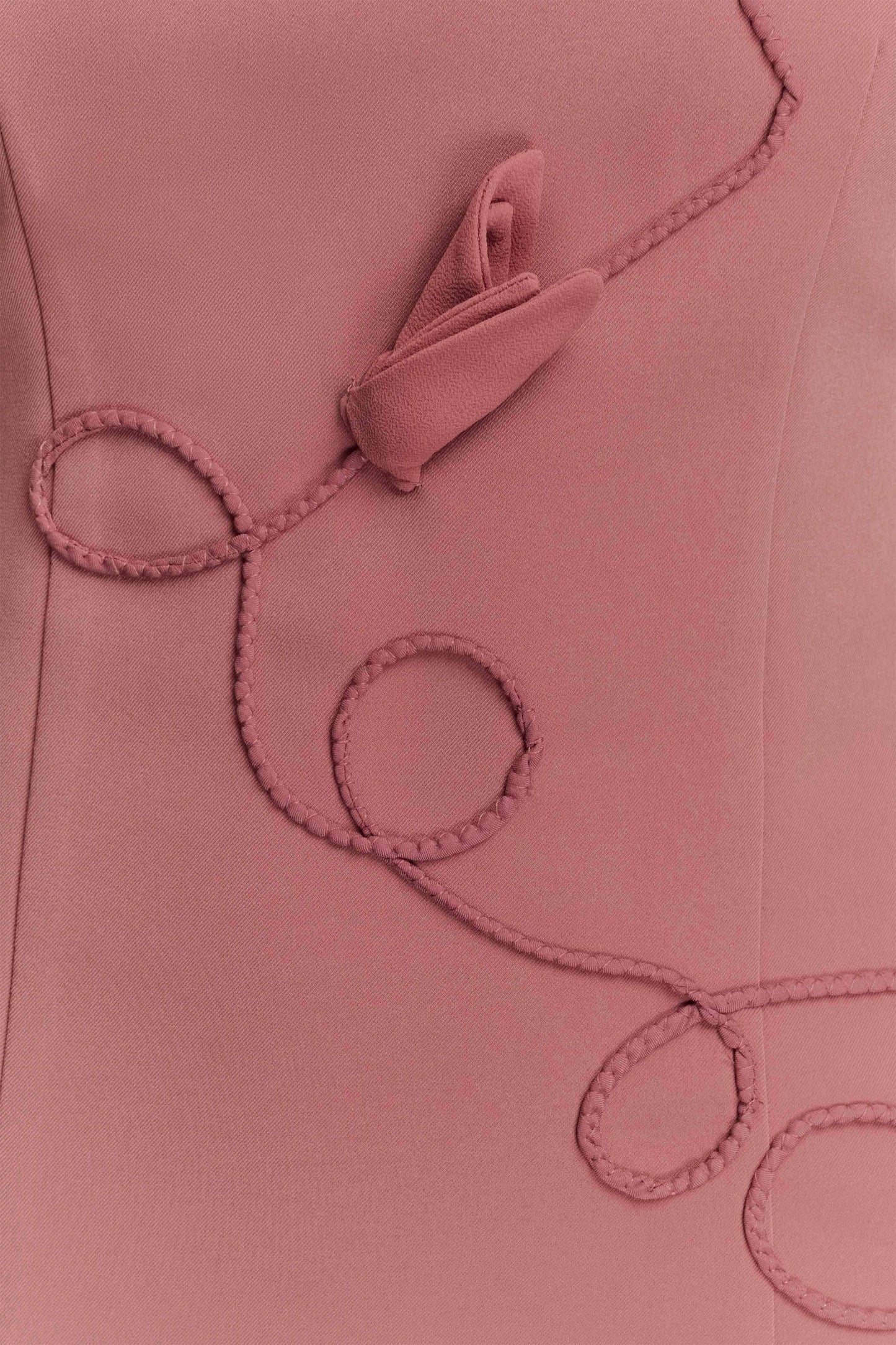Robe midi brodée Virginia en tissu de costume - Rose brûlé