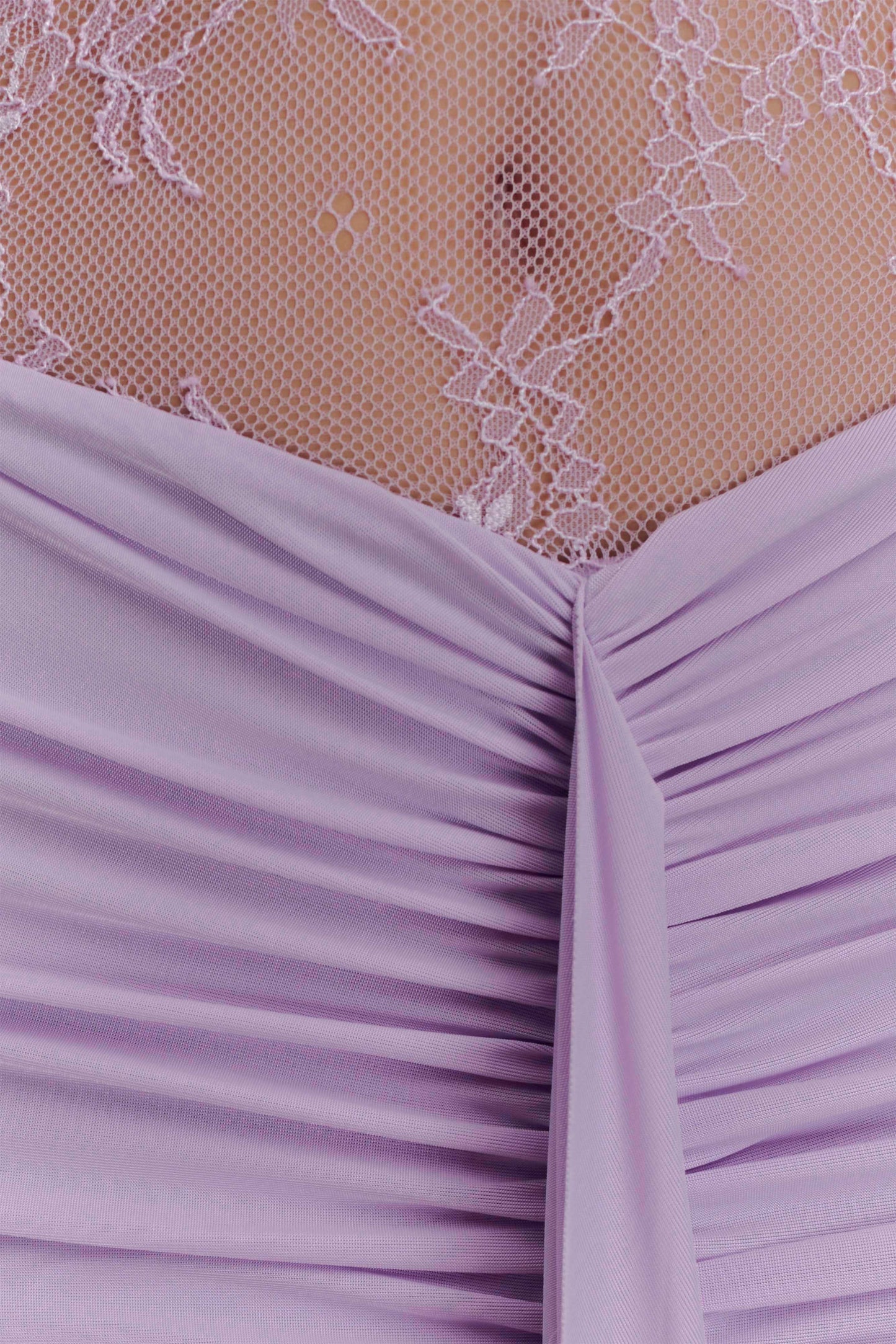 Bonnie Robe Maxi en Mousseline et Dentelle - Lilas