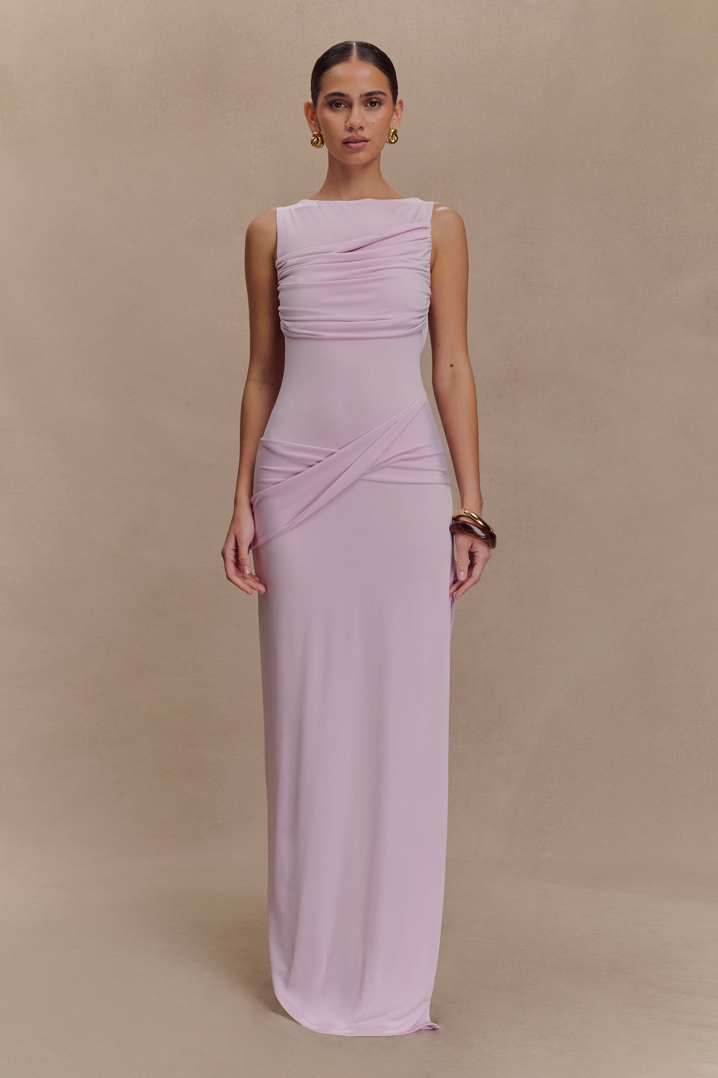 Henley Robe Maxi Dégradée et Fluide - Rose Poussière