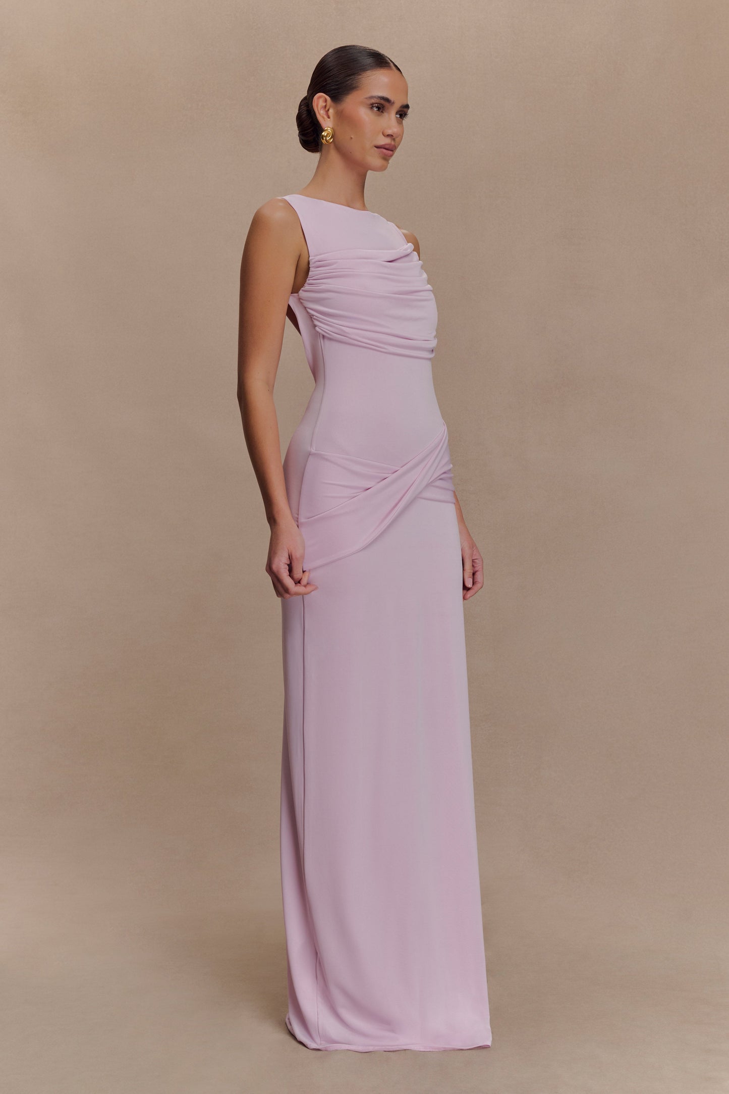 Henley Robe Maxi Dégradée et Fluide - Rose Poussière