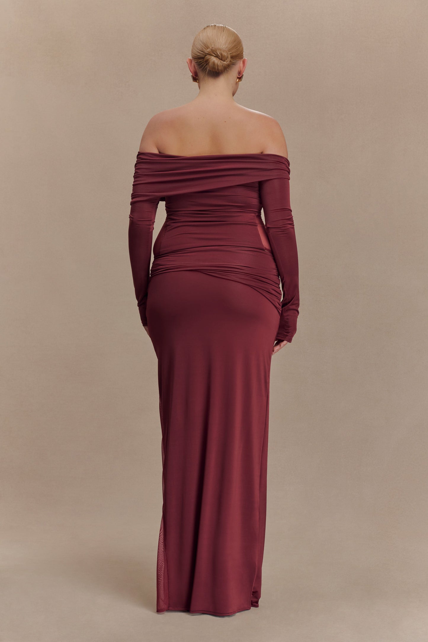 Jupe Maxi en Mousseline et Maille Judy - Vin Rouge