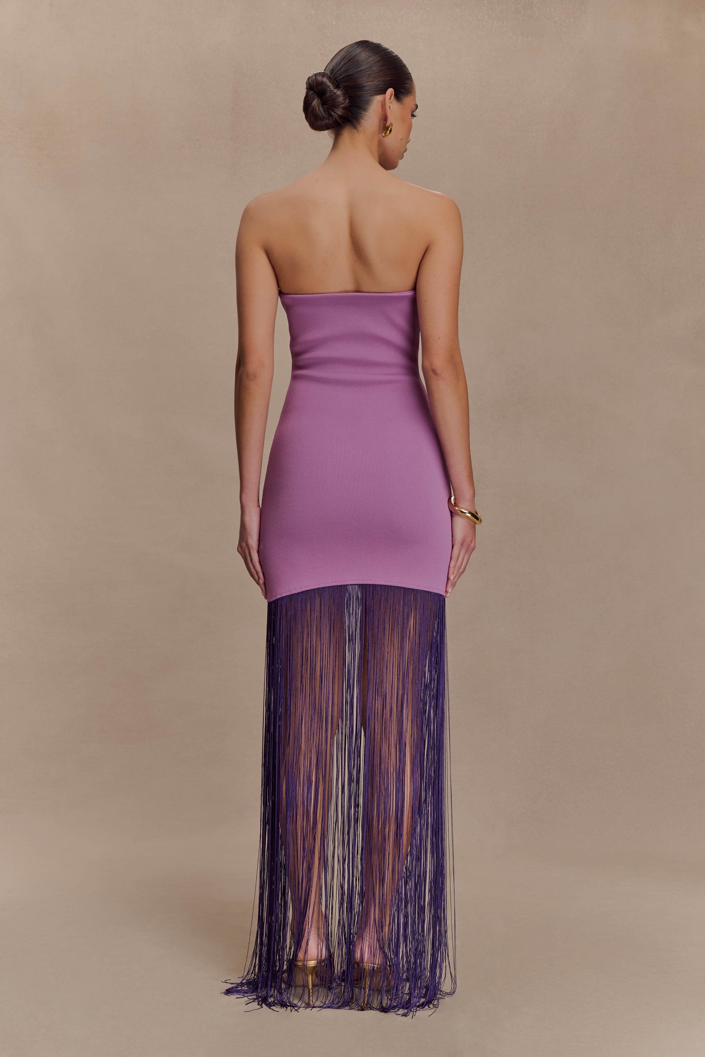 Koah Robe Maxi Tricot à Franges et Emmanchures - Violette